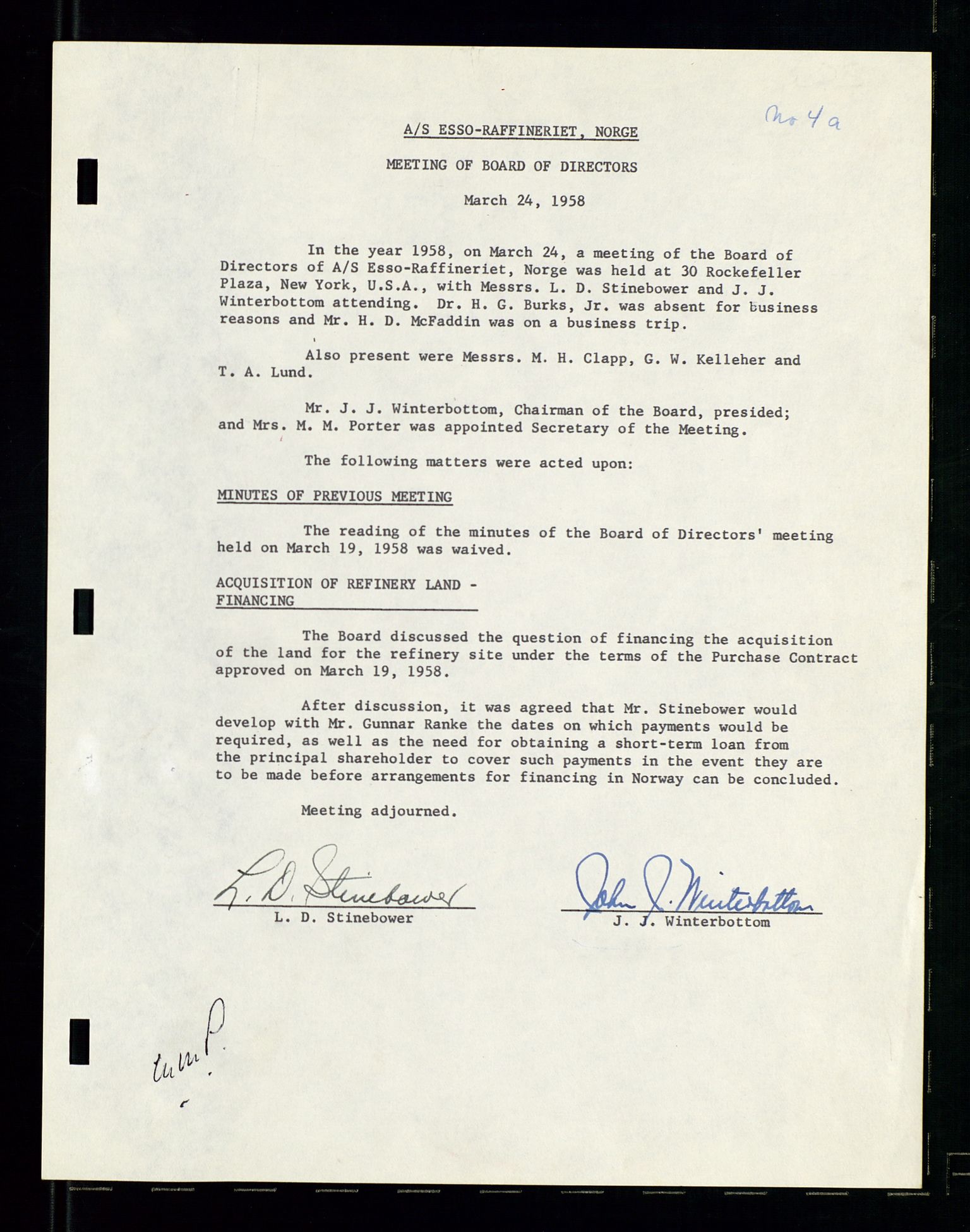 PA 1537 - A/S Essoraffineriet Norge, AV/SAST-A-101957/A/Aa/L0001/0002: Styremøter / Shareholder meetings, board meetings, by laws (vedtekter), 1957-1960, p. 177