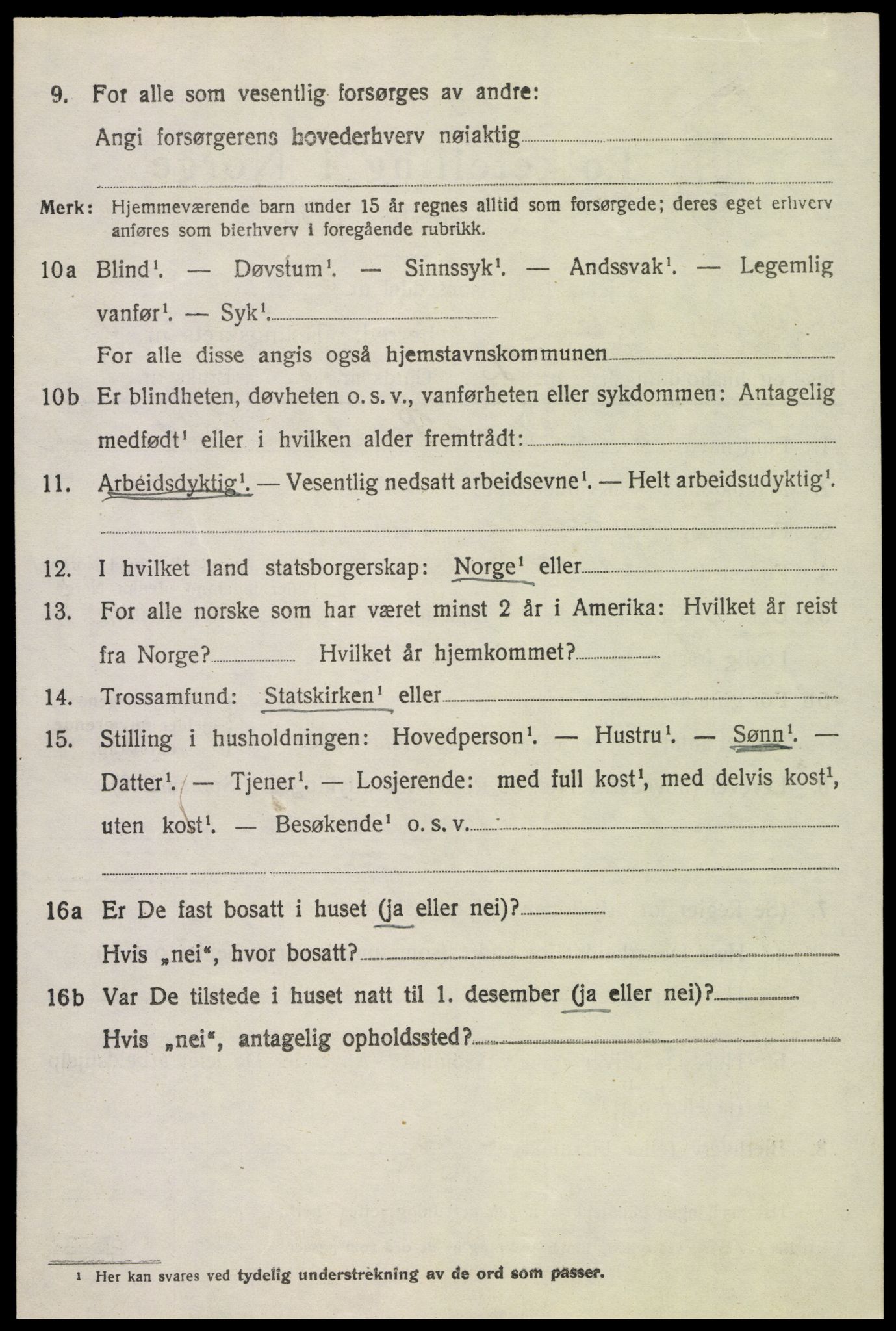 SAH, 1920 census for Vestre Toten, 1920, p. 7299