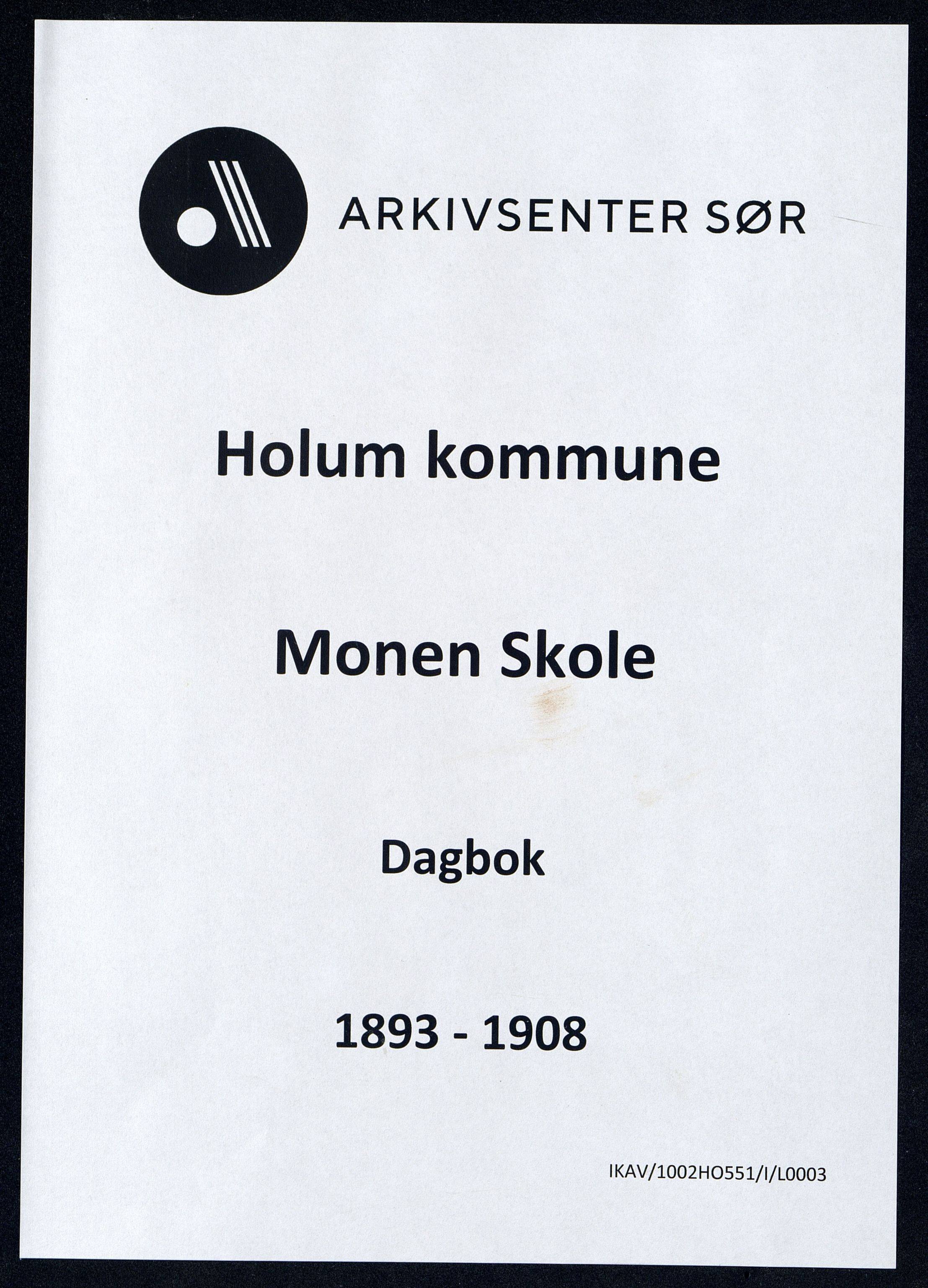 Holum kommune - Monen Skole, IKAV/1002HO551/I/L0003: Dagbok, 1893-1908