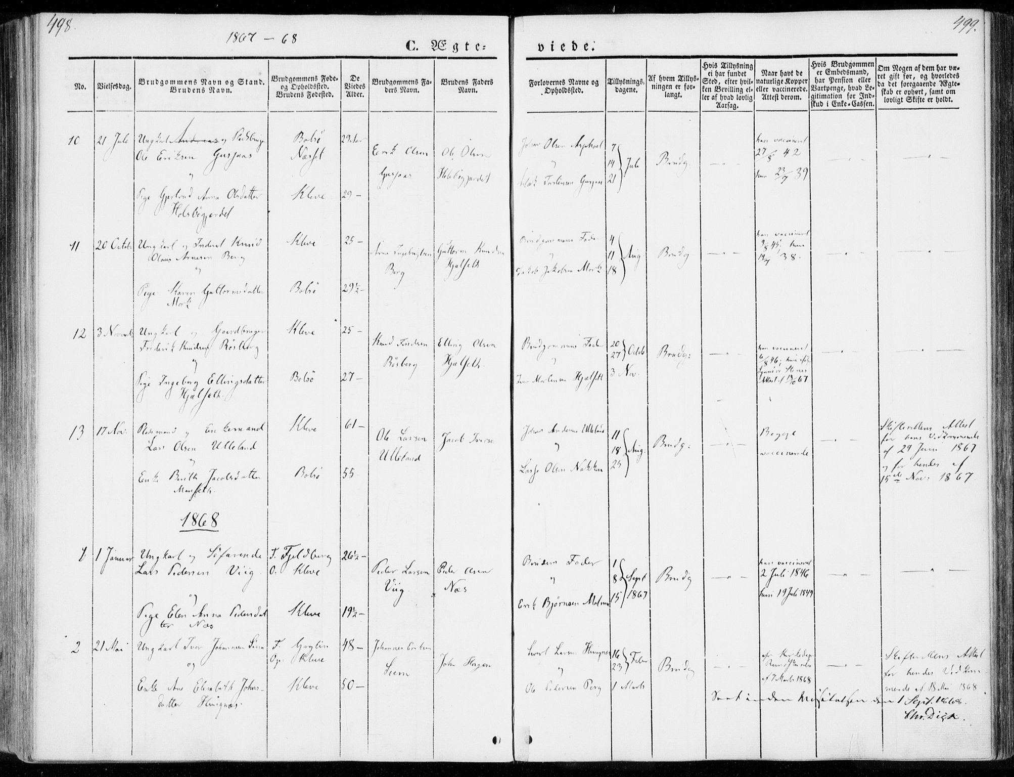 Ministerialprotokoller, klokkerbøker og fødselsregistre - Møre og Romsdal, SAT/A-1454/557/L0680: Parish register (official) no. 557A02, 1843-1869, p. 498-499
