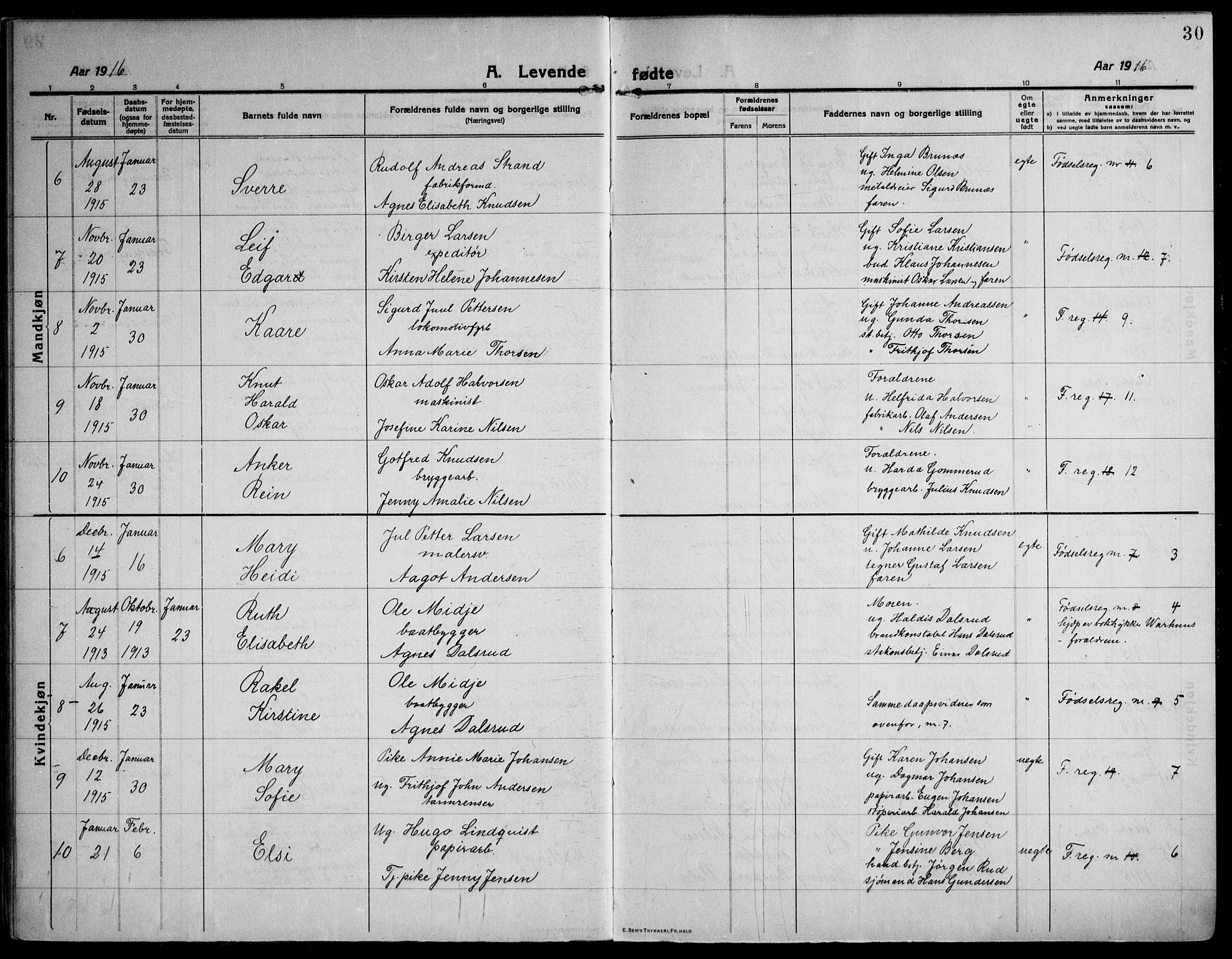 Strømsø kirkebøker, SAKO/A-246/F/Fa/L0029: Parish register (official) no. I 27, 1915-1930, p. 30