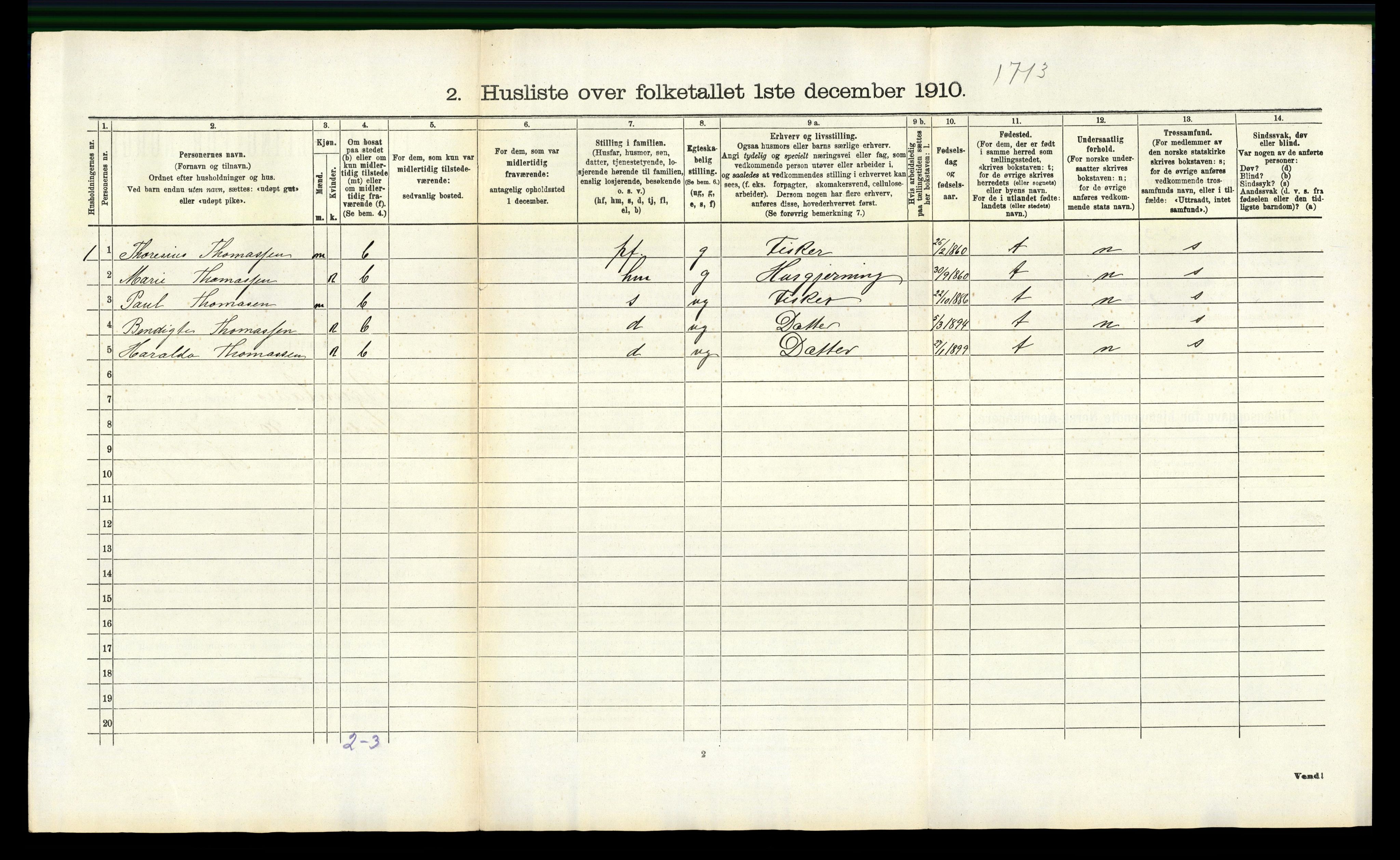 RA, 1910 census for Brunlanes, 1910, p. 1220