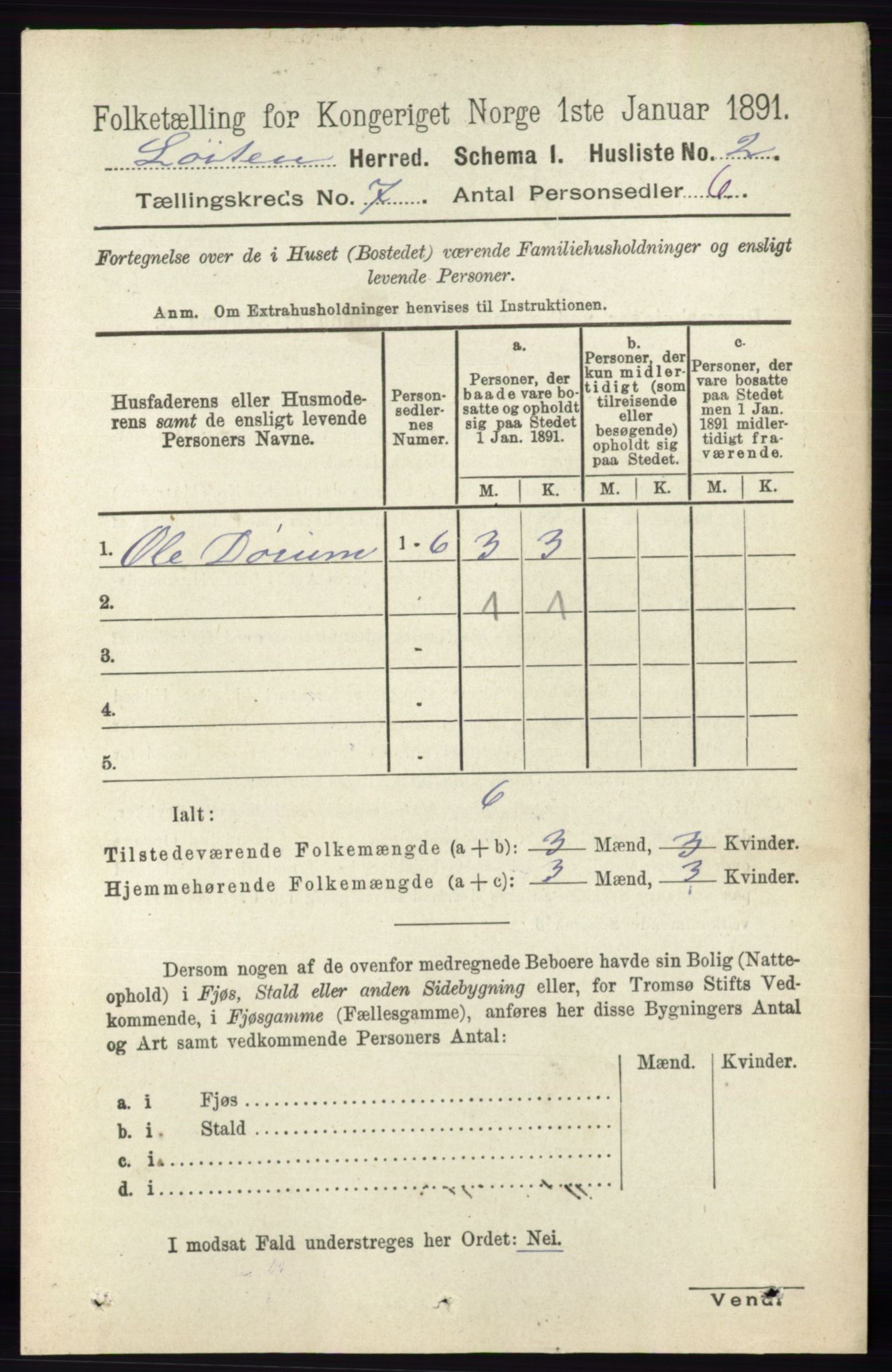 RA, 1891 census for 0415 Løten, 1891, p. 4270