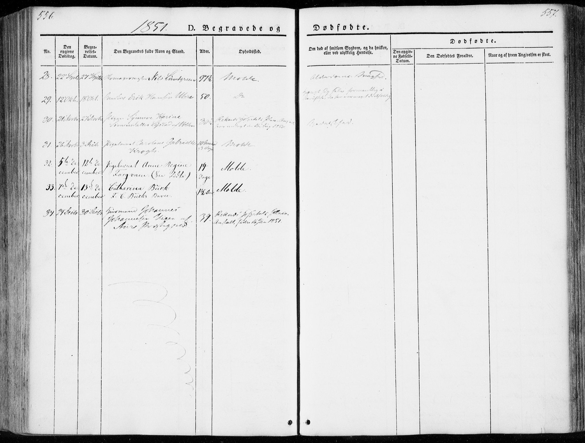 Ministerialprotokoller, klokkerbøker og fødselsregistre - Møre og Romsdal, SAT/A-1454/558/L0689: Parish register (official) no. 558A03, 1843-1872, p. 556-557