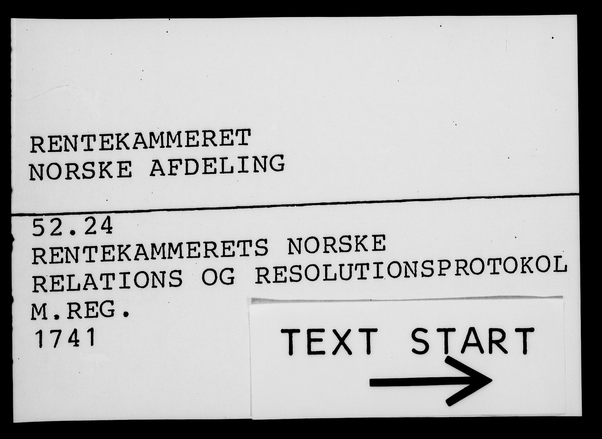 Rentekammeret, Kammerkanselliet, RA/EA-3111/G/Gf/Gfa/L0024: Norsk relasjons- og resolusjonsprotokoll (merket RK 52.24), 1741, p. 1
