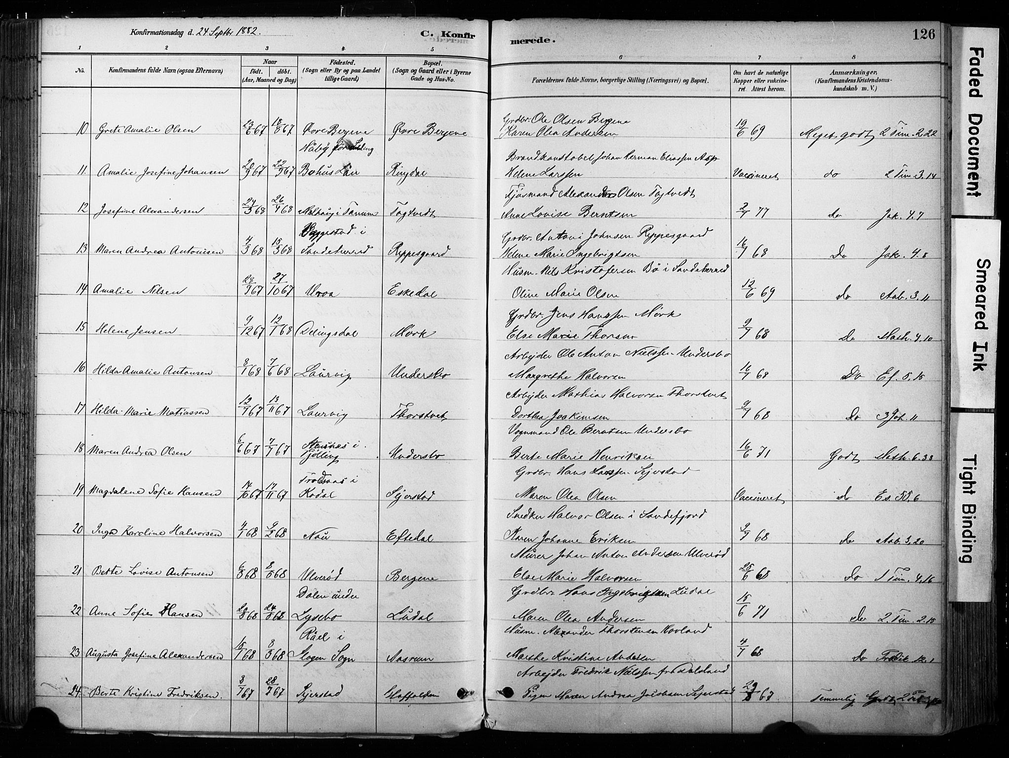 Hedrum kirkebøker, AV/SAKO-A-344/F/Fa/L0009: Parish register (official) no. I 9, 1881-1903, p. 126