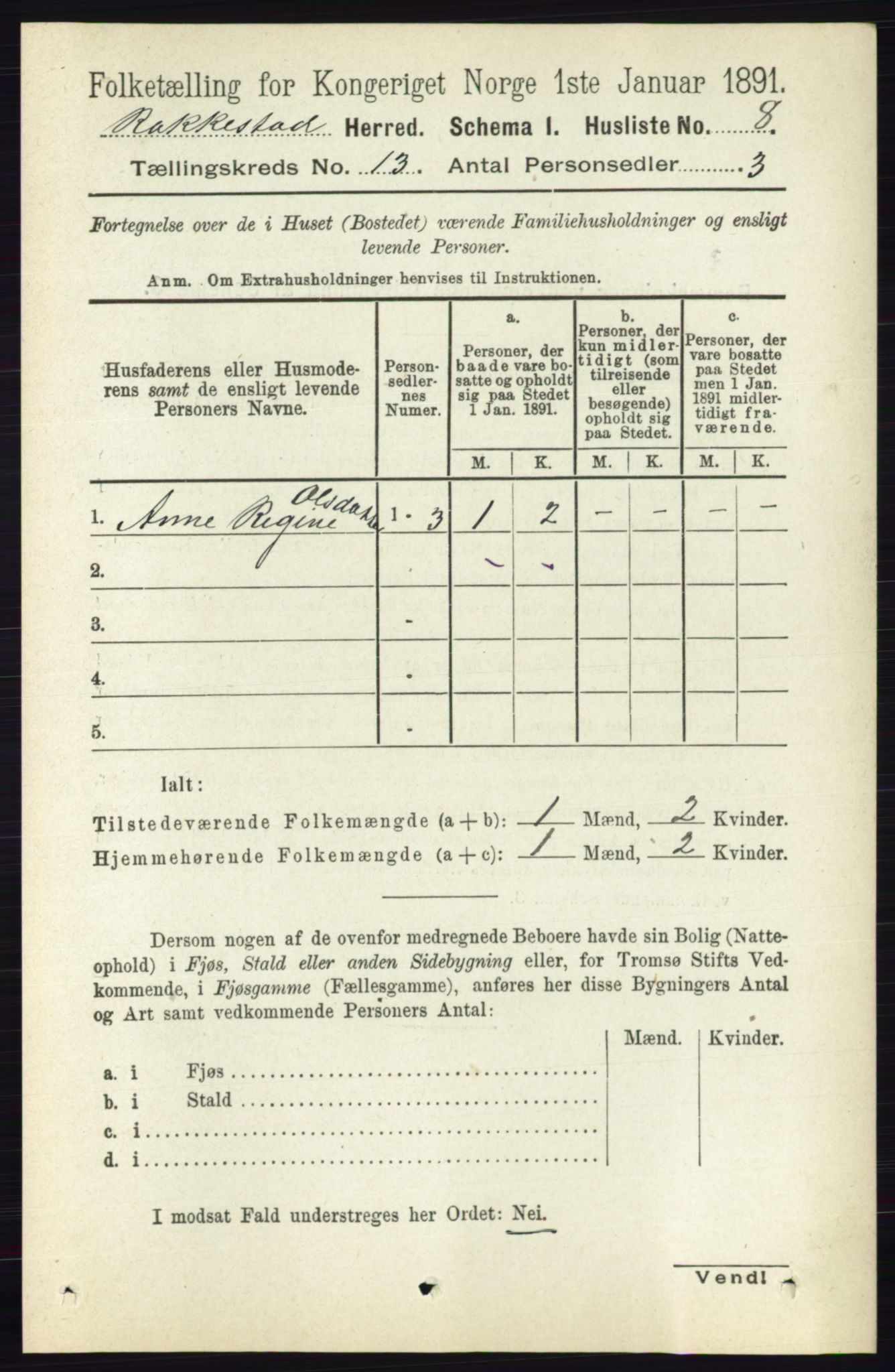 RA, 1891 census for 0128 Rakkestad, 1891, p. 6327