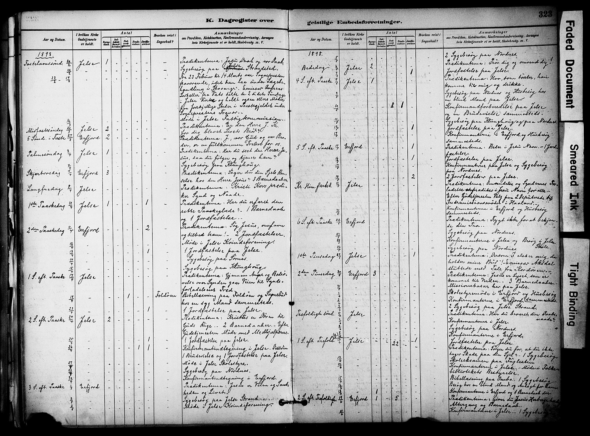 Jelsa sokneprestkontor, SAST/A-101842/01/IV: Parish register (official) no. A 10, 1884-1906, p. 323