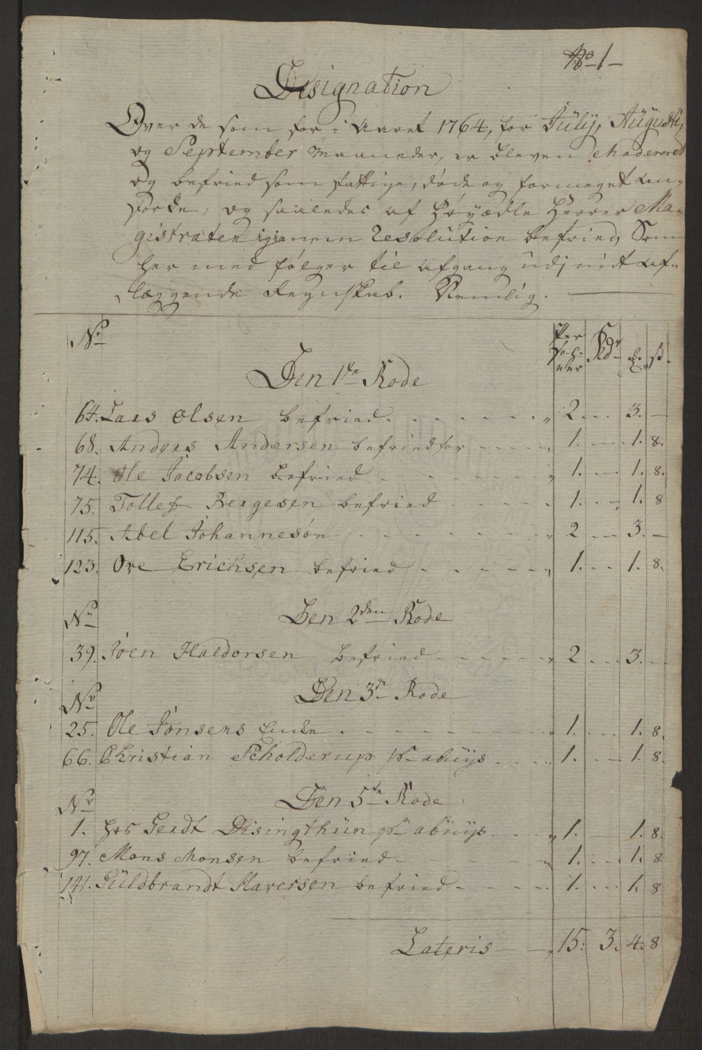 Rentekammeret inntil 1814, Reviderte regnskaper, Byregnskaper, AV/RA-EA-4066/R/Rp/L0367/0001: [P21] Kontribusjonsregnskap / Ekstraskatt, 1764, p. 146