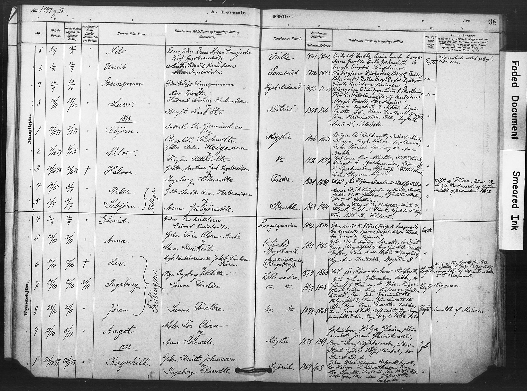 Rollag kirkebøker, SAKO/A-240/F/Fb/L0001: Parish register (official) no. II 1, 1878-1899, p. 38