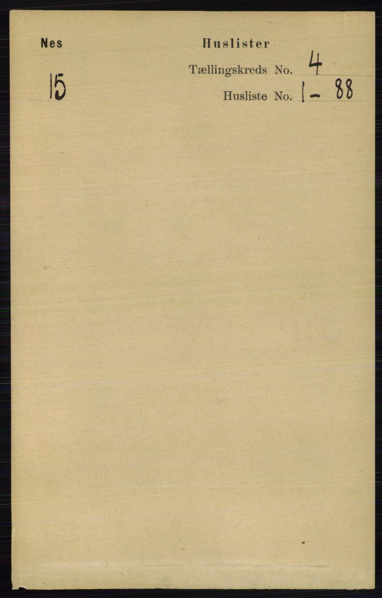 RA, 1891 census for 0411 Nes, 1891, p. 1952