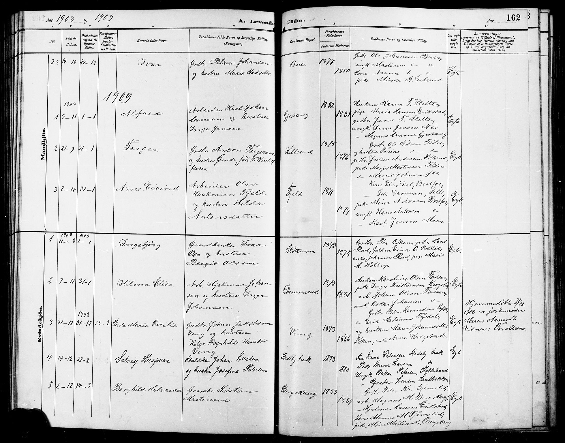 Enebakk prestekontor Kirkebøker, SAO/A-10171c/G/Ga/L0006: Parish register (copy) no. I 6, 1889-1911, p. 162
