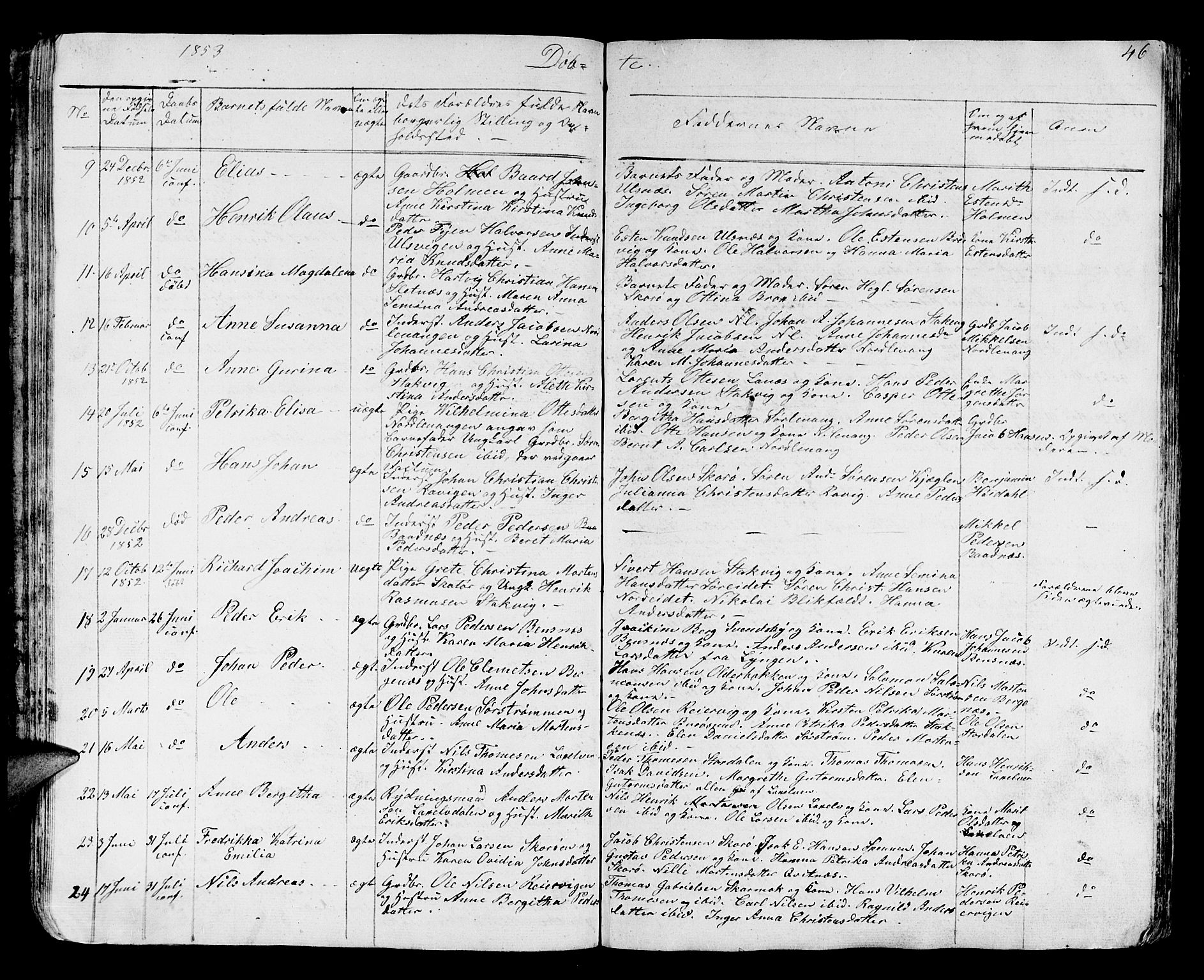 Karlsøy sokneprestembete, SATØ/S-1299/H/Ha/Hab/L0002klokker: Parish register (copy) no. 2, 1843-1861, p. 46
