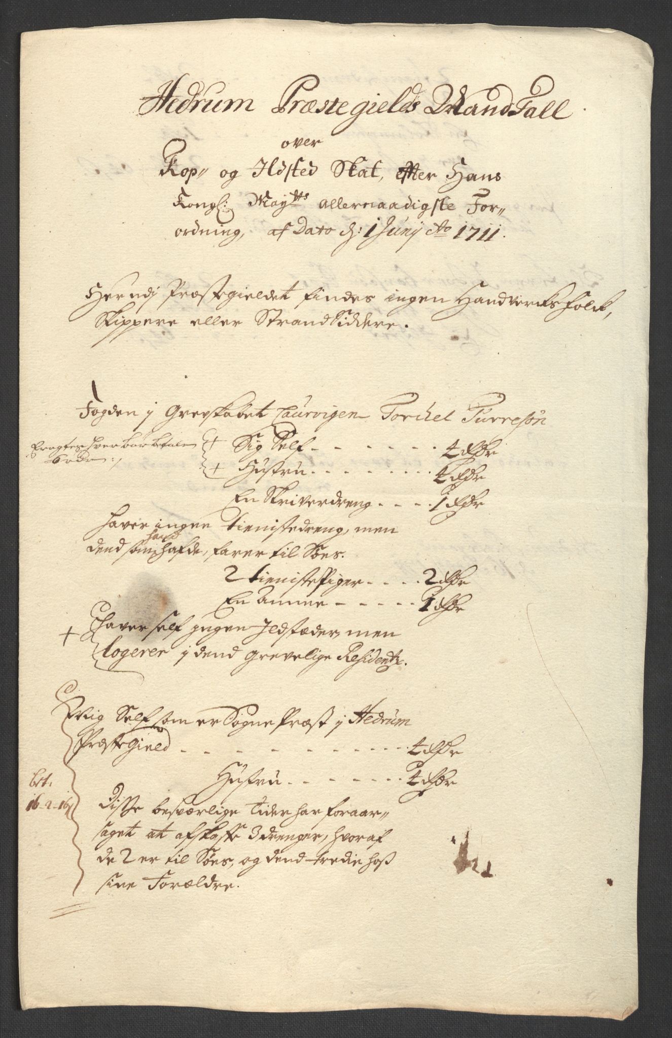 Rentekammeret inntil 1814, Reviderte regnskaper, Fogderegnskap, AV/RA-EA-4092/R33/L1983: Fogderegnskap Larvik grevskap, 1711, p. 184