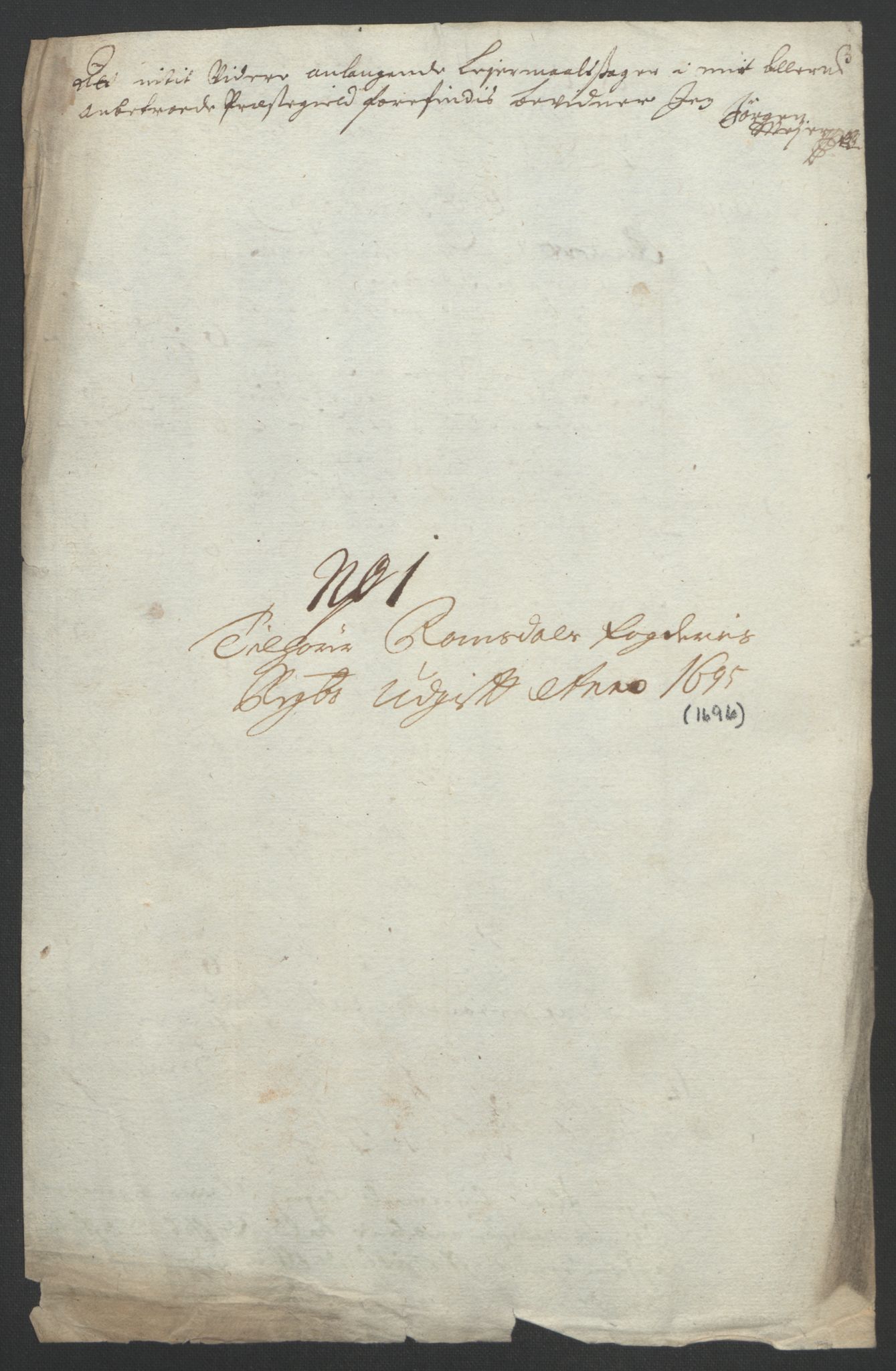 Rentekammeret inntil 1814, Reviderte regnskaper, Fogderegnskap, RA/EA-4092/R55/L3652: Fogderegnskap Romsdal, 1695-1696, p. 255