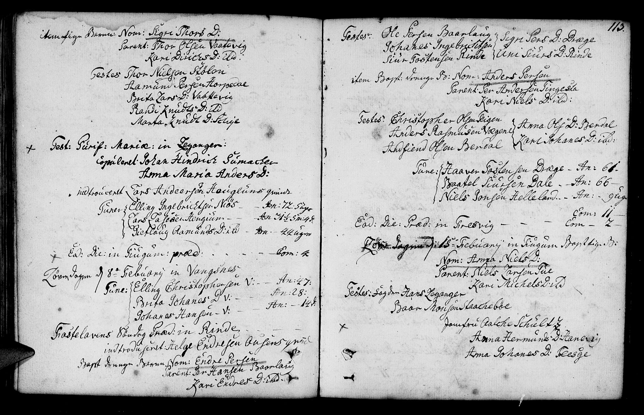 Leikanger sokneprestembete, AV/SAB-A-81001/H/Haa/Haaa/L0003: Parish register (official) no. A 3, 1756-1770, p. 113