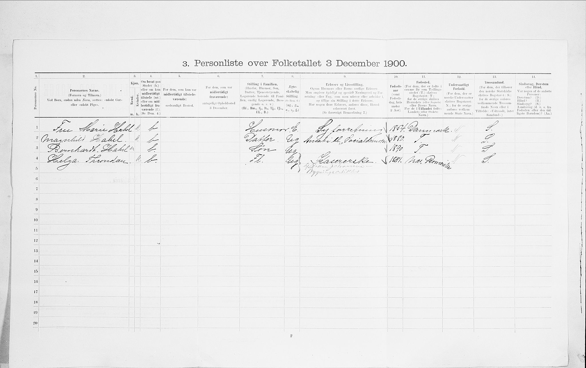 SAO, 1900 census for Kristiania, 1900, p. 103332