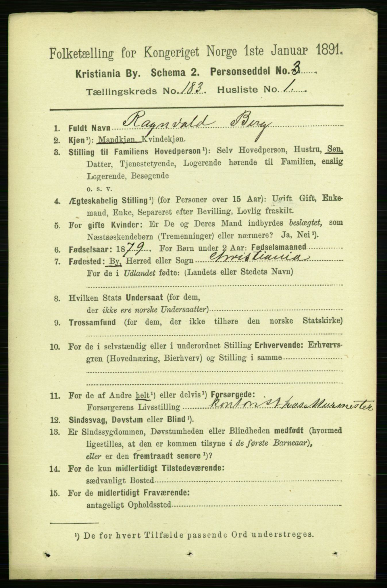 RA, 1891 census for 0301 Kristiania, 1891, p. 109260