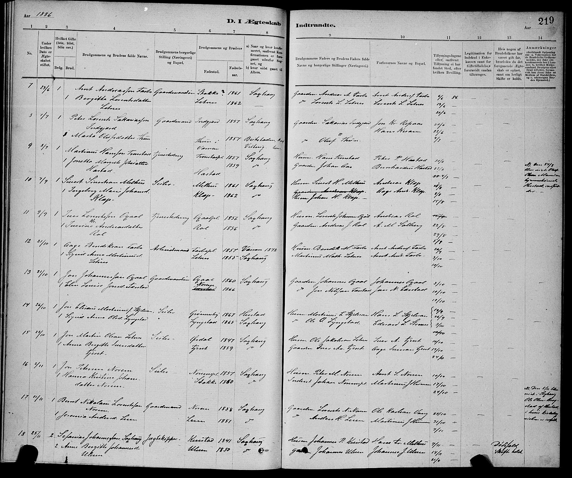 Ministerialprotokoller, klokkerbøker og fødselsregistre - Nord-Trøndelag, AV/SAT-A-1458/730/L0301: Parish register (copy) no. 730C04, 1880-1897, p. 219