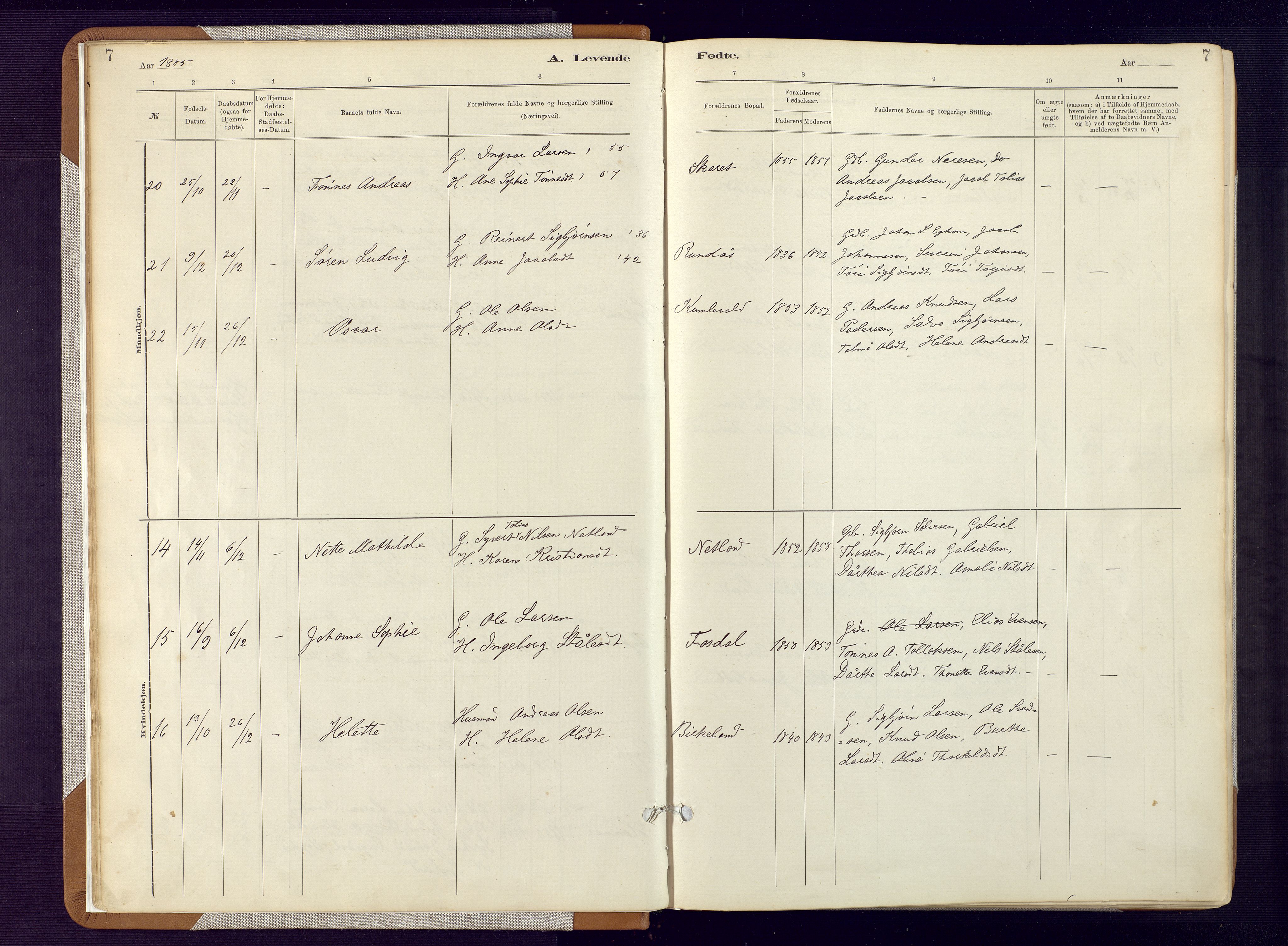 Bakke sokneprestkontor, AV/SAK-1111-0002/F/Fa/Fab/L0003: Parish register (official) no. A 3, 1884-1921, p. 7