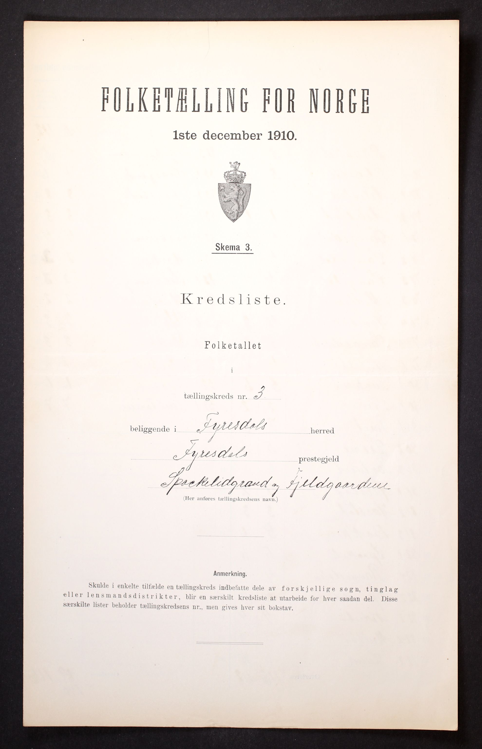 RA, 1910 census for Fyresdal, 1910, p. 10