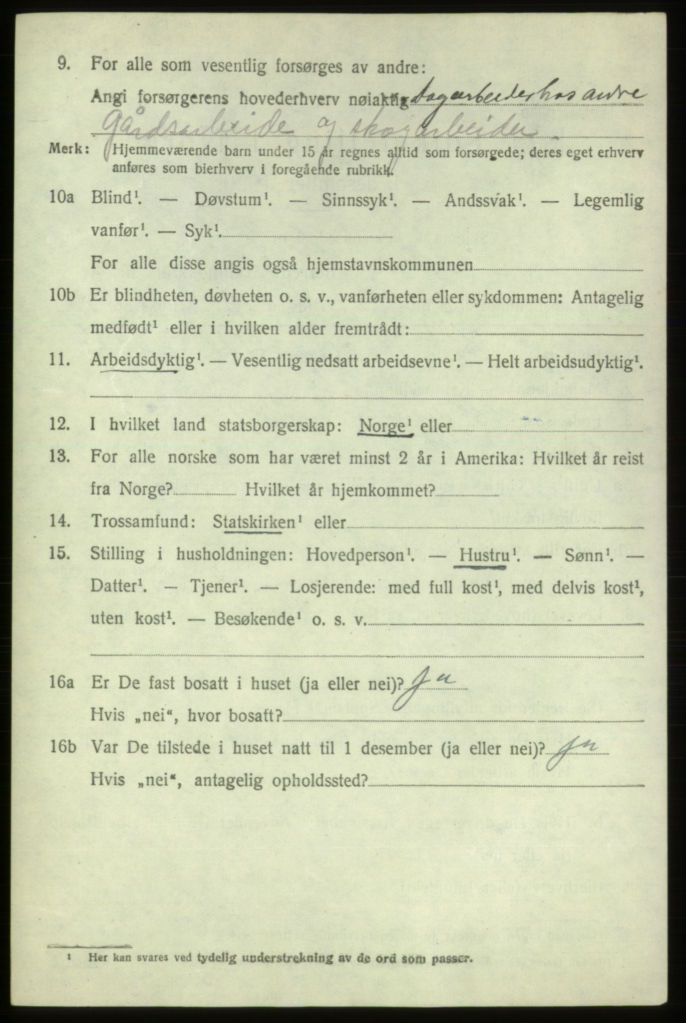 SAB, 1920 census for Stord, 1920, p. 3066