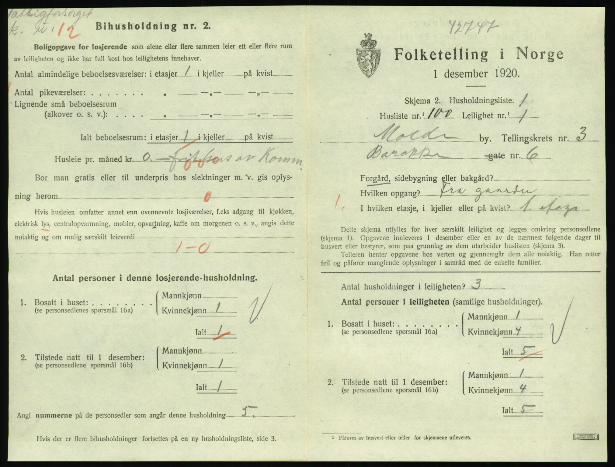 SAT, 1920 census for Molde, 1920, p. 1401