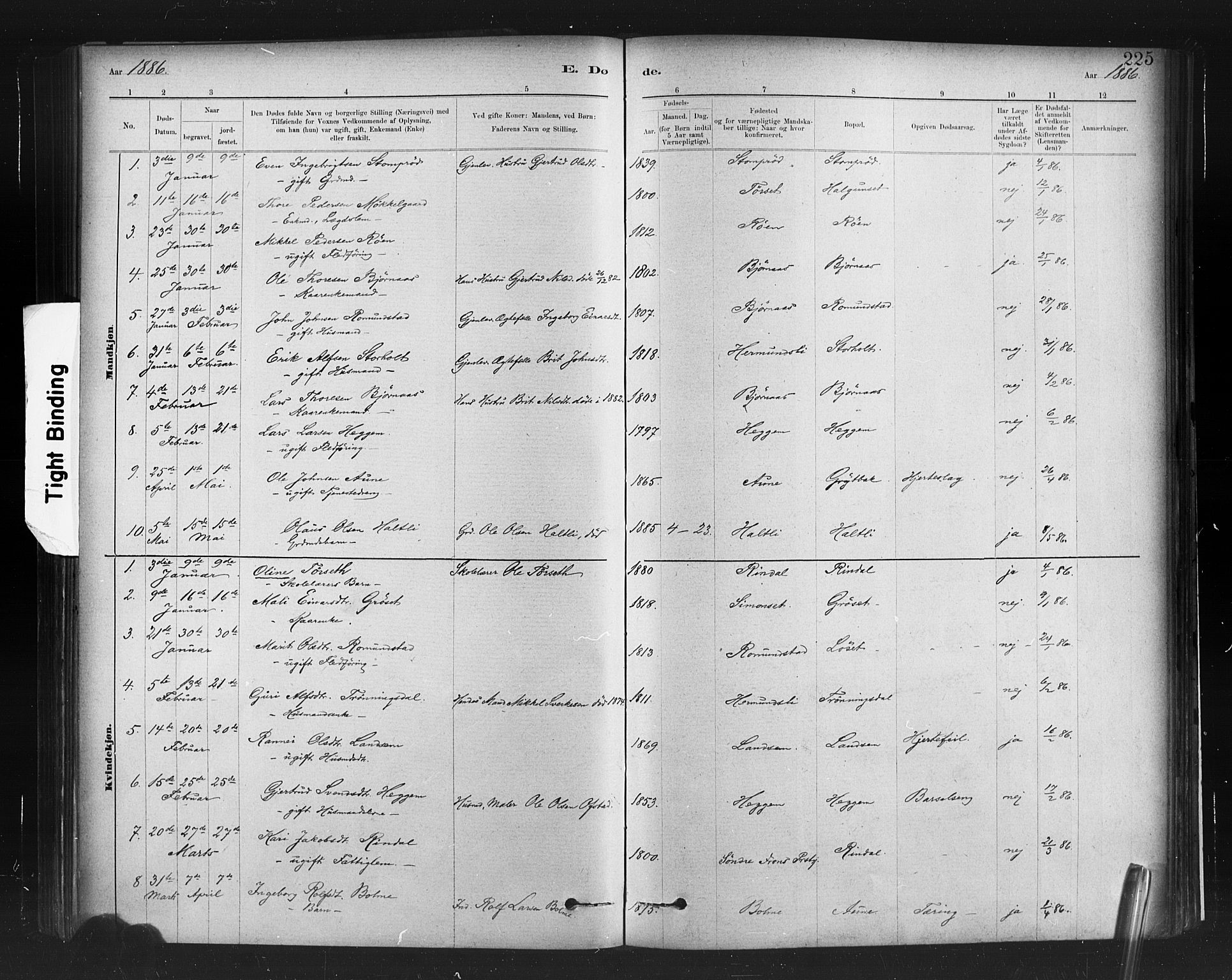 Ministerialprotokoller, klokkerbøker og fødselsregistre - Møre og Romsdal, AV/SAT-A-1454/598/L1069: Parish register (official) no. 598A03, 1882-1895, p. 225