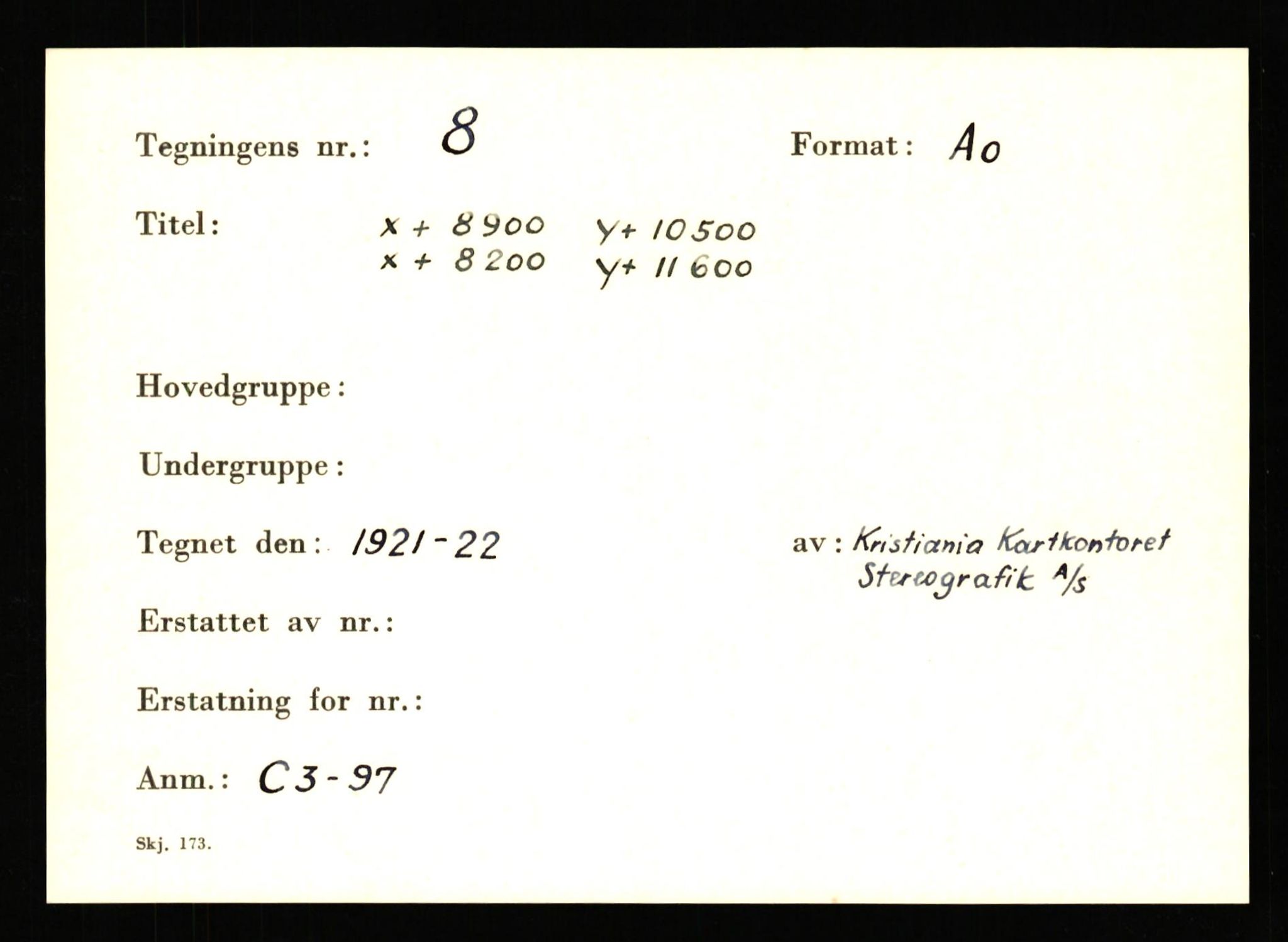 Kings Bay Kull Comp. A/S, AV/SATØ-P-0072/T/Ta/L0606: Kartotek over kart og tegninger, registrert etter nummer og etter emne, 1913-1974, p. 9