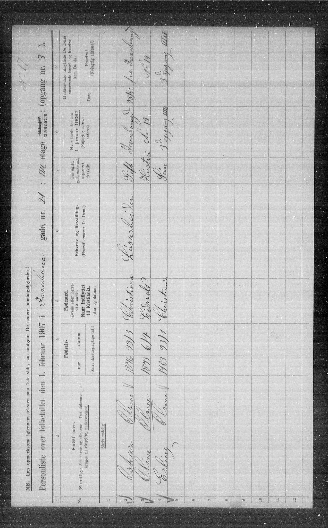 OBA, Municipal Census 1907 for Kristiania, 1907, p. 23892