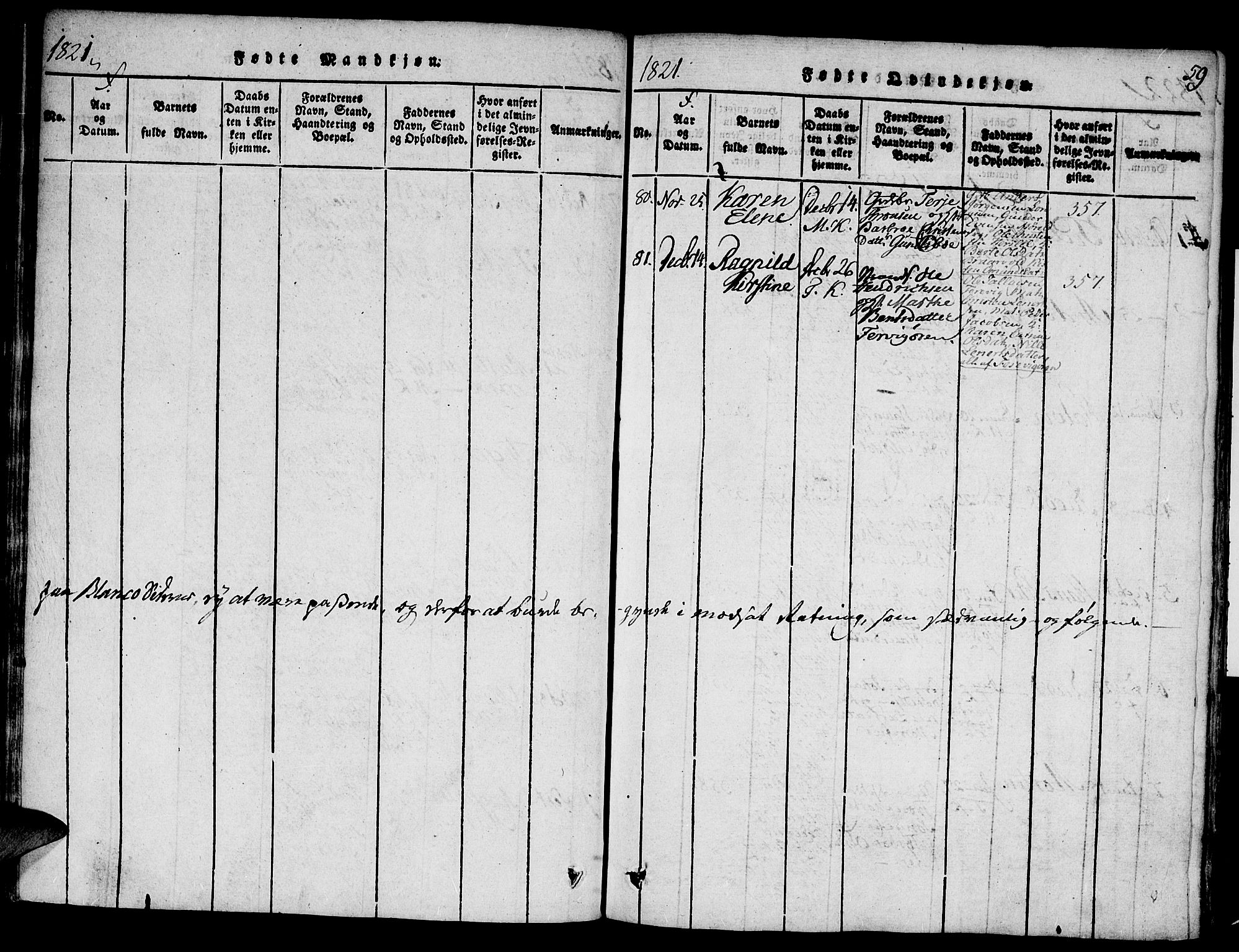 Austre Moland sokneprestkontor, AV/SAK-1111-0001/F/Fa/Faa/L0004: Parish register (official) no. A 4, 1816-1824, p. 59