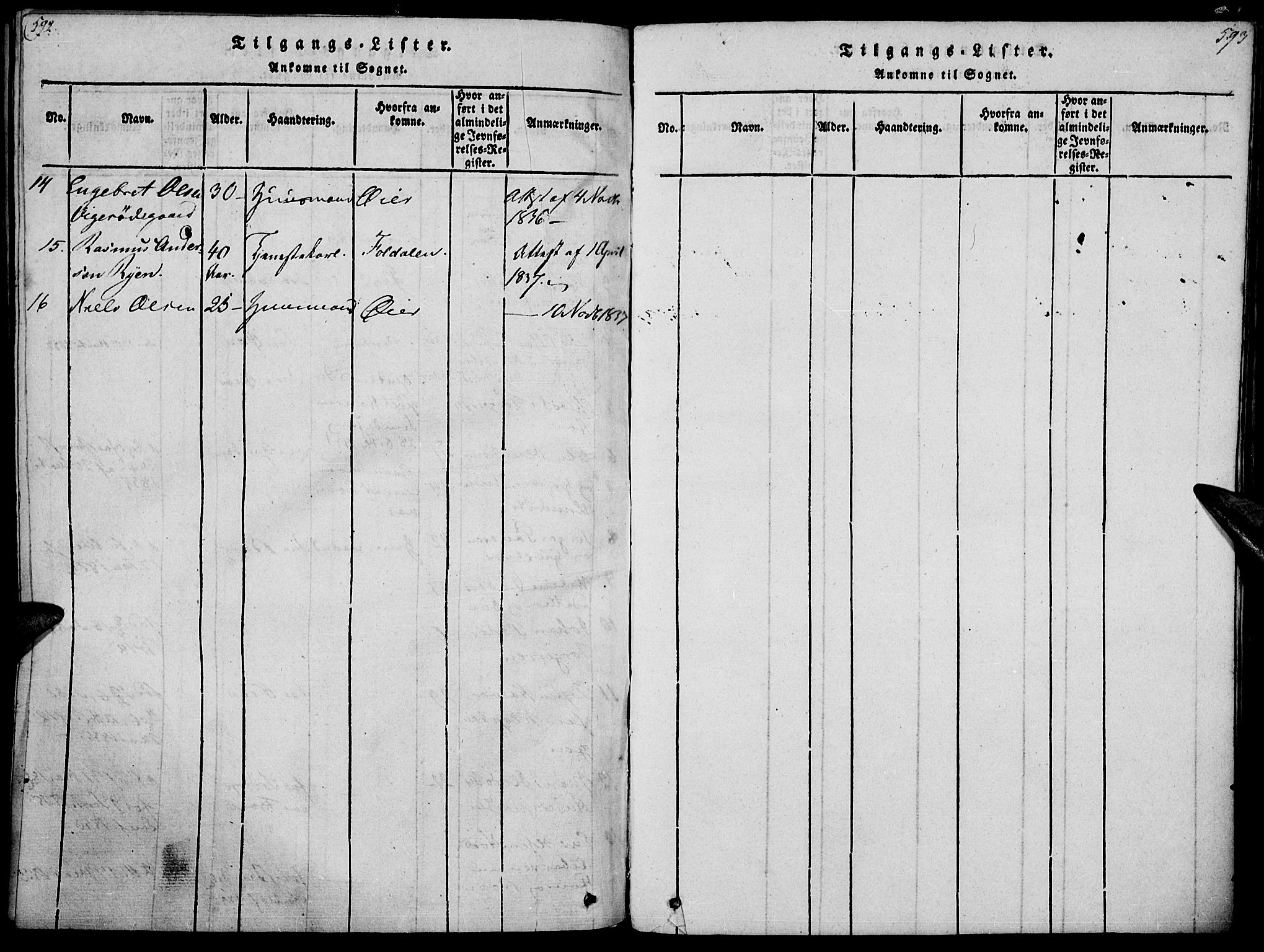 Ringebu prestekontor, SAH/PREST-082/H/Ha/Haa/L0004: Parish register (official) no. 4, 1821-1839, p. 592-593