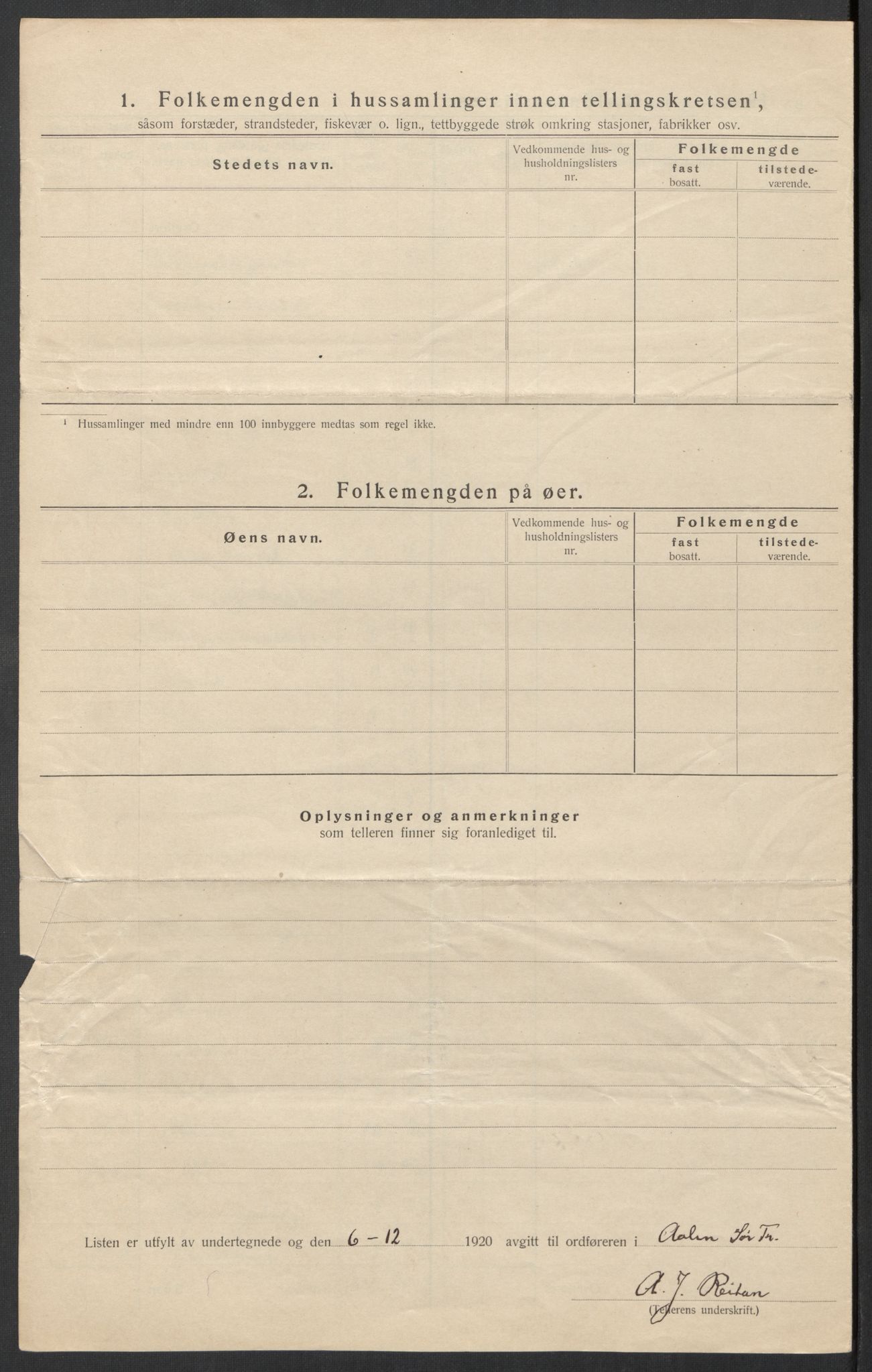 SAT, 1920 census for Ålen, 1920, p. 35