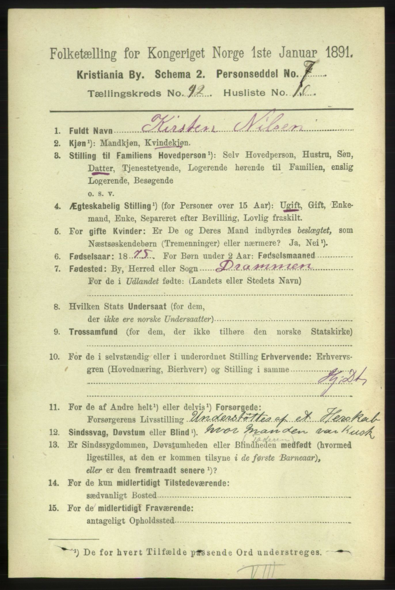 RA, 1891 census for 0301 Kristiania, 1891, p. 25234