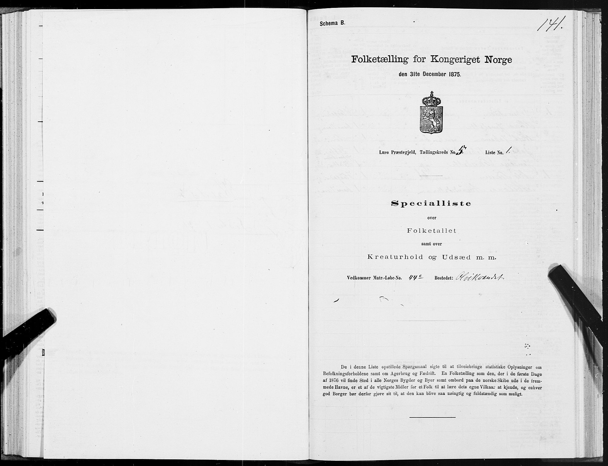 SAT, 1875 census for 1834P Lurøy, 1875, p. 3141