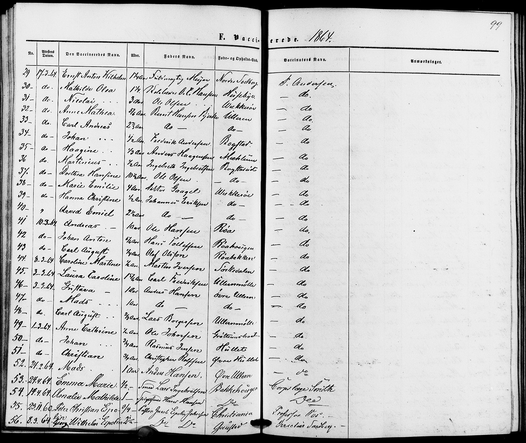 Vestre Aker prestekontor Kirkebøker, AV/SAO-A-10025/K/Ka/L0001: Vaccination register no. 1, 1857-1867, p. 99