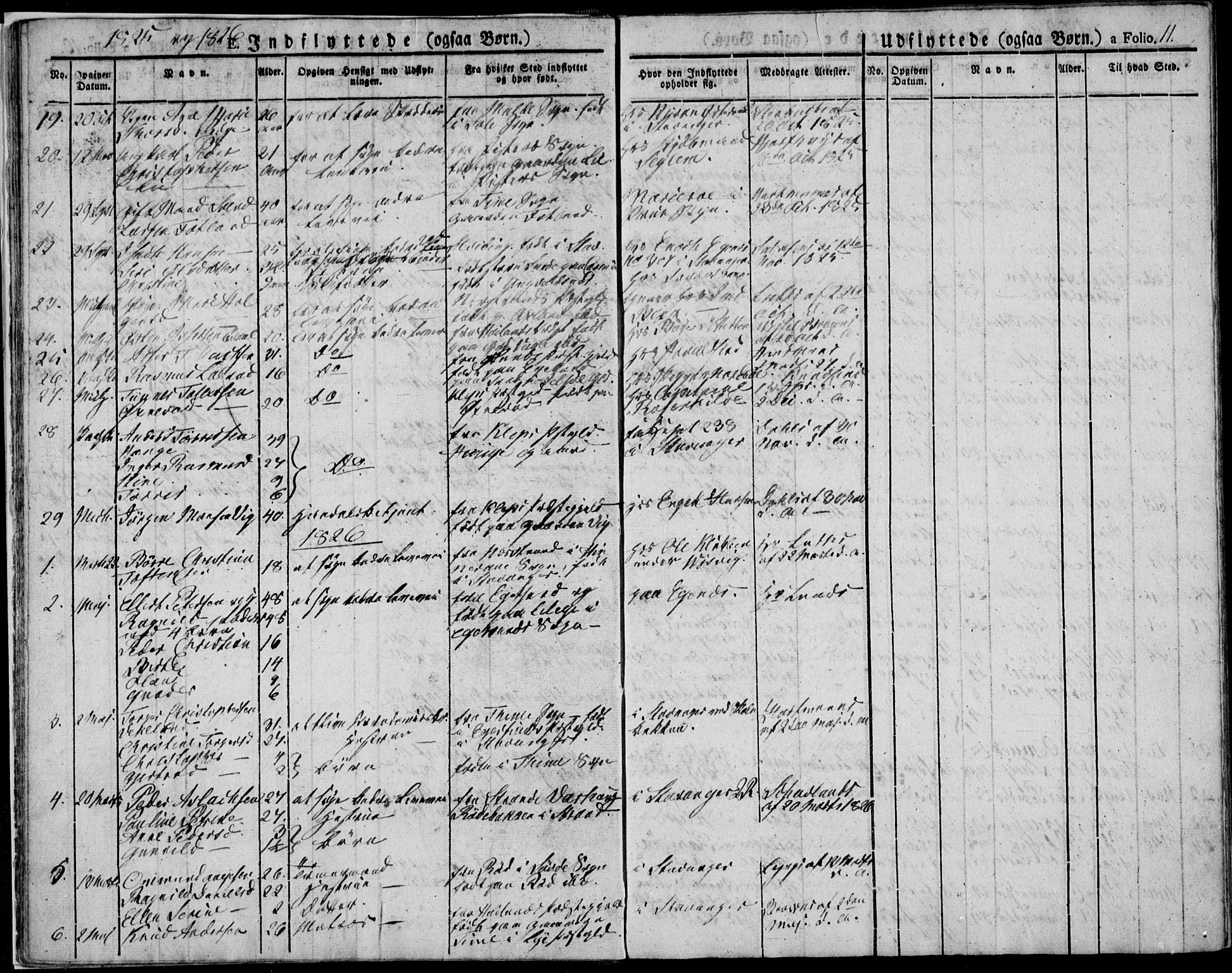 Domkirken sokneprestkontor, SAST/A-101812/001/30/30BA/L0010: Parish register (official) no. A 10, 1821-1859, p. 11