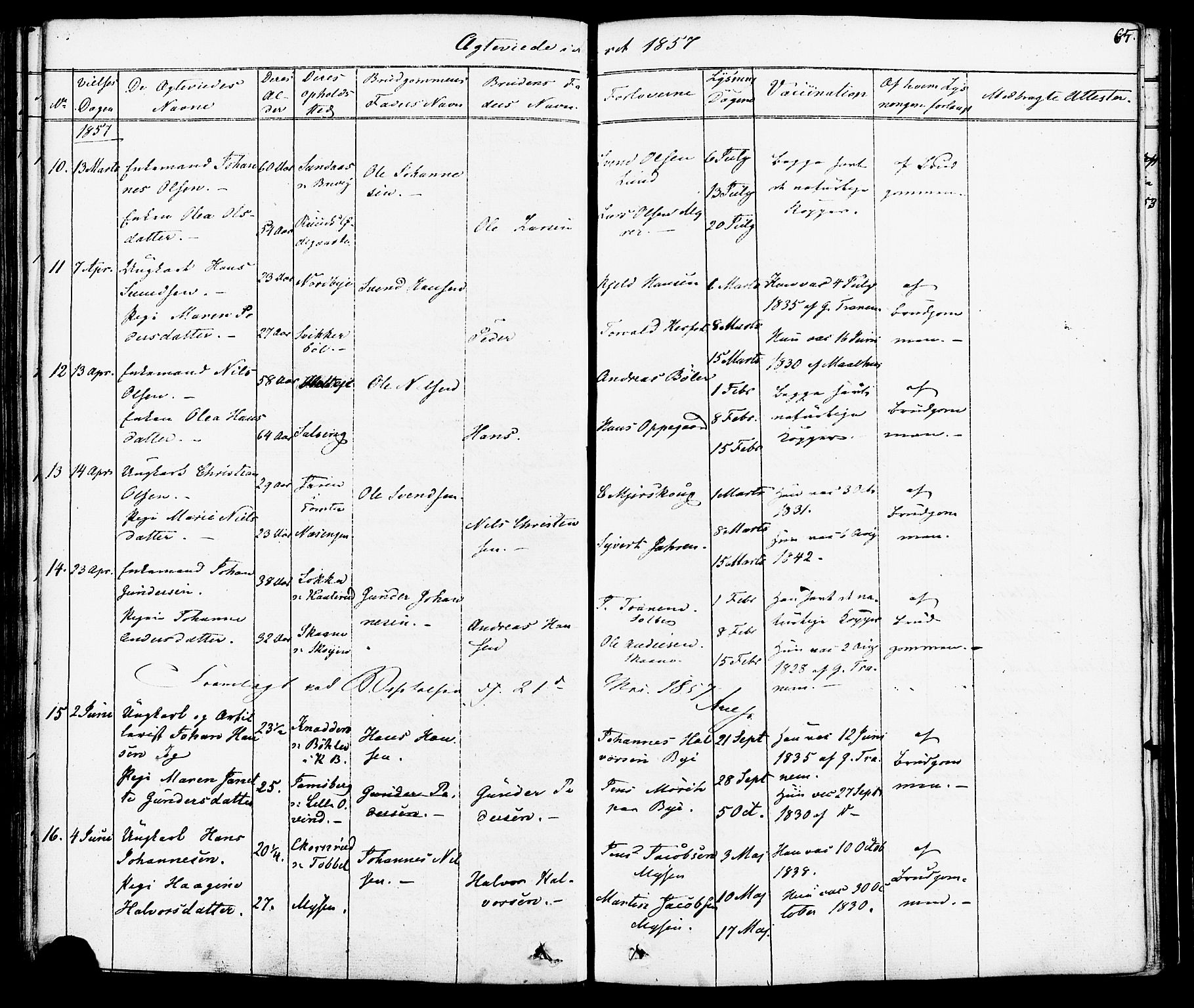 Enebakk prestekontor Kirkebøker, AV/SAO-A-10171c/F/Fa/L0012: Parish register (official) no. I 12, 1832-1882, p. 65