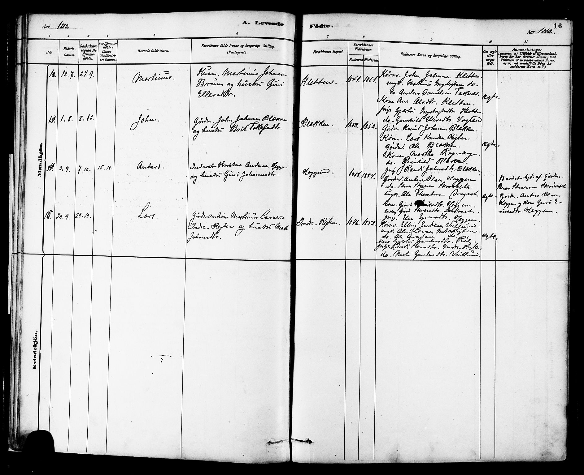 Ministerialprotokoller, klokkerbøker og fødselsregistre - Møre og Romsdal, AV/SAT-A-1454/576/L0885: Parish register (official) no. 576A03, 1880-1898, p. 16