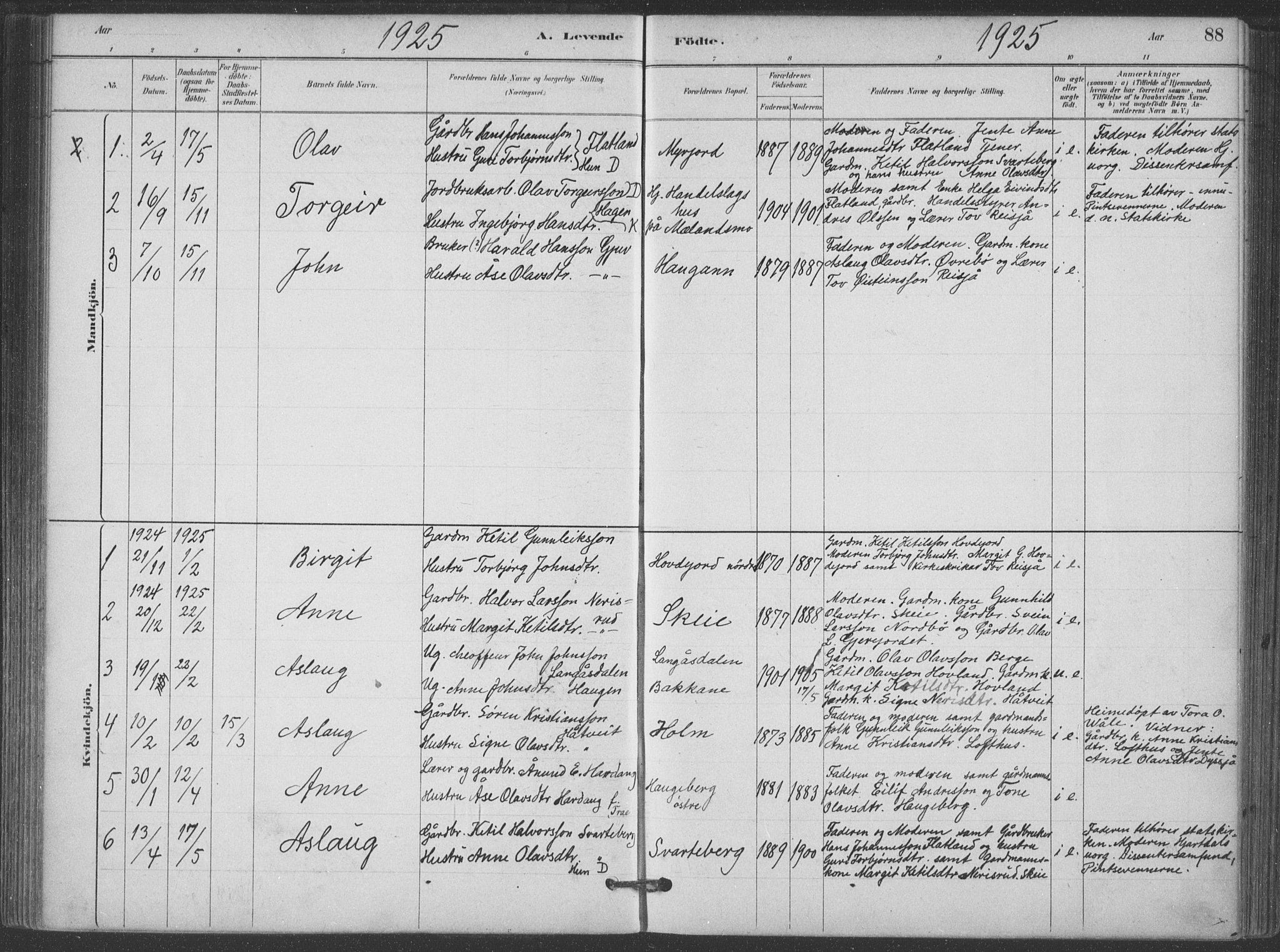 Hjartdal kirkebøker, SAKO/A-270/F/Fa/L0010: Parish register (official) no. I 10, 1880-1929, p. 88