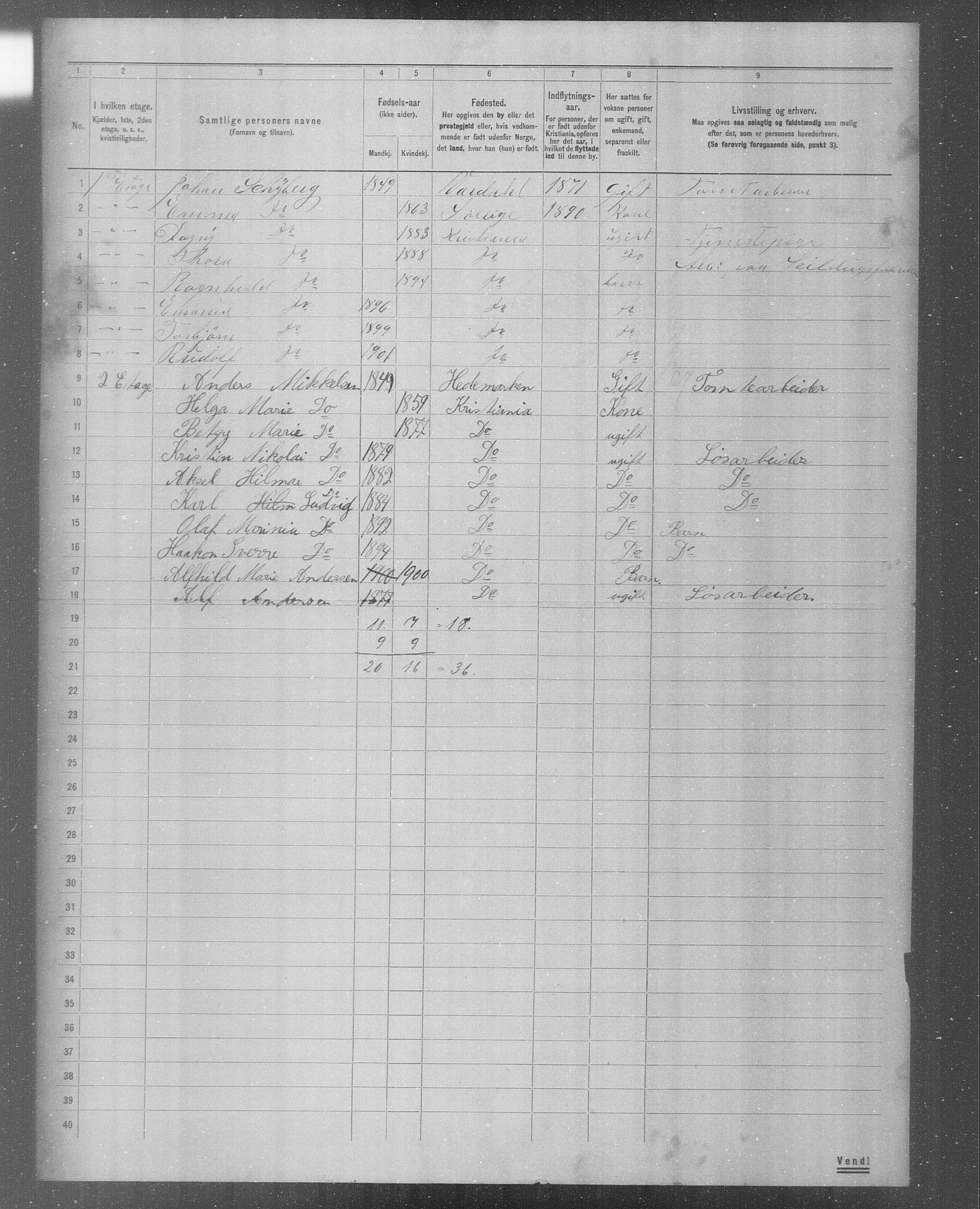 OBA, Municipal Census 1904 for Kristiania, 1904, p. 24425