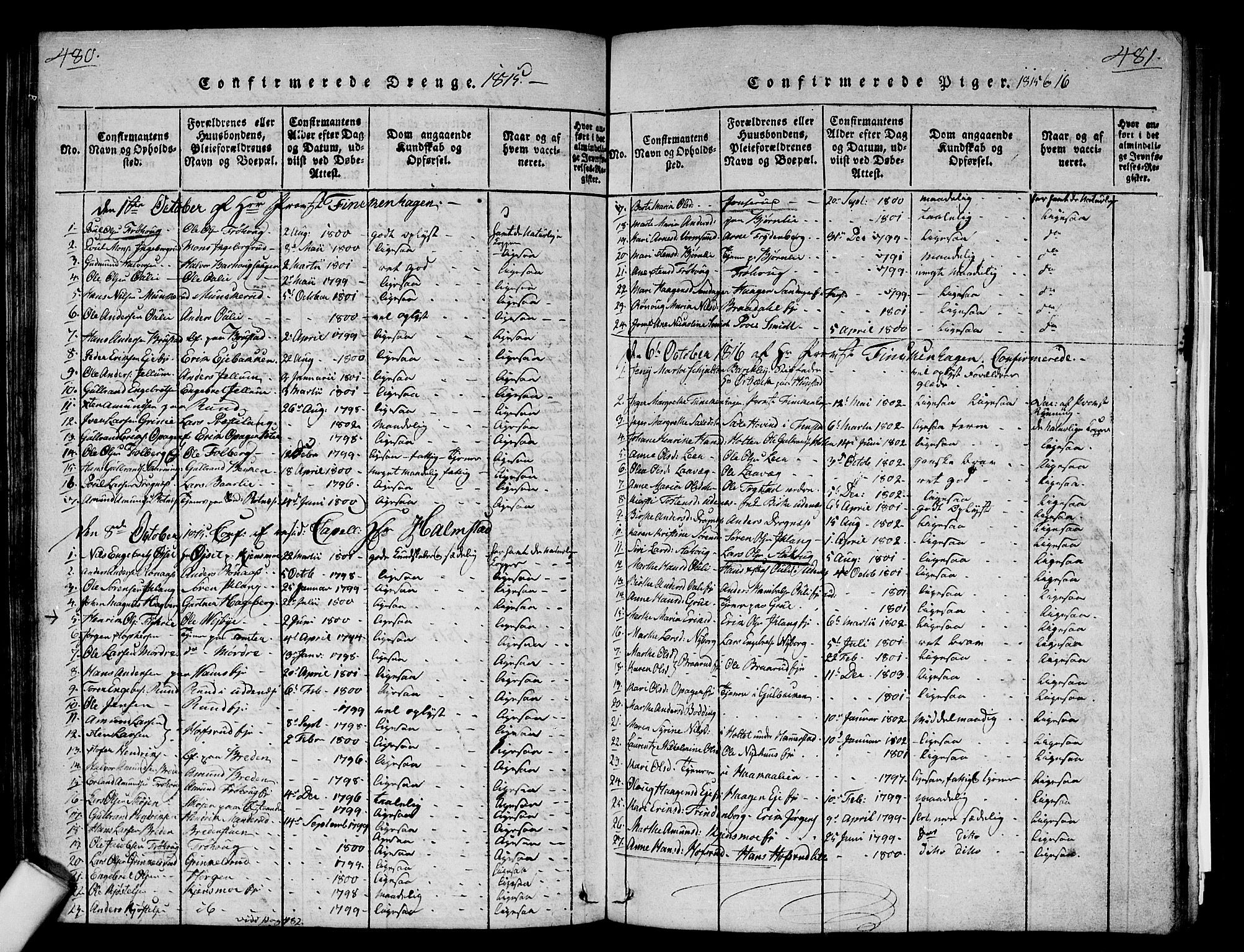 Nes prestekontor Kirkebøker, SAO/A-10410/G/Ga/L0001: Parish register (copy) no. I 1, 1815-1835, p. 480-481