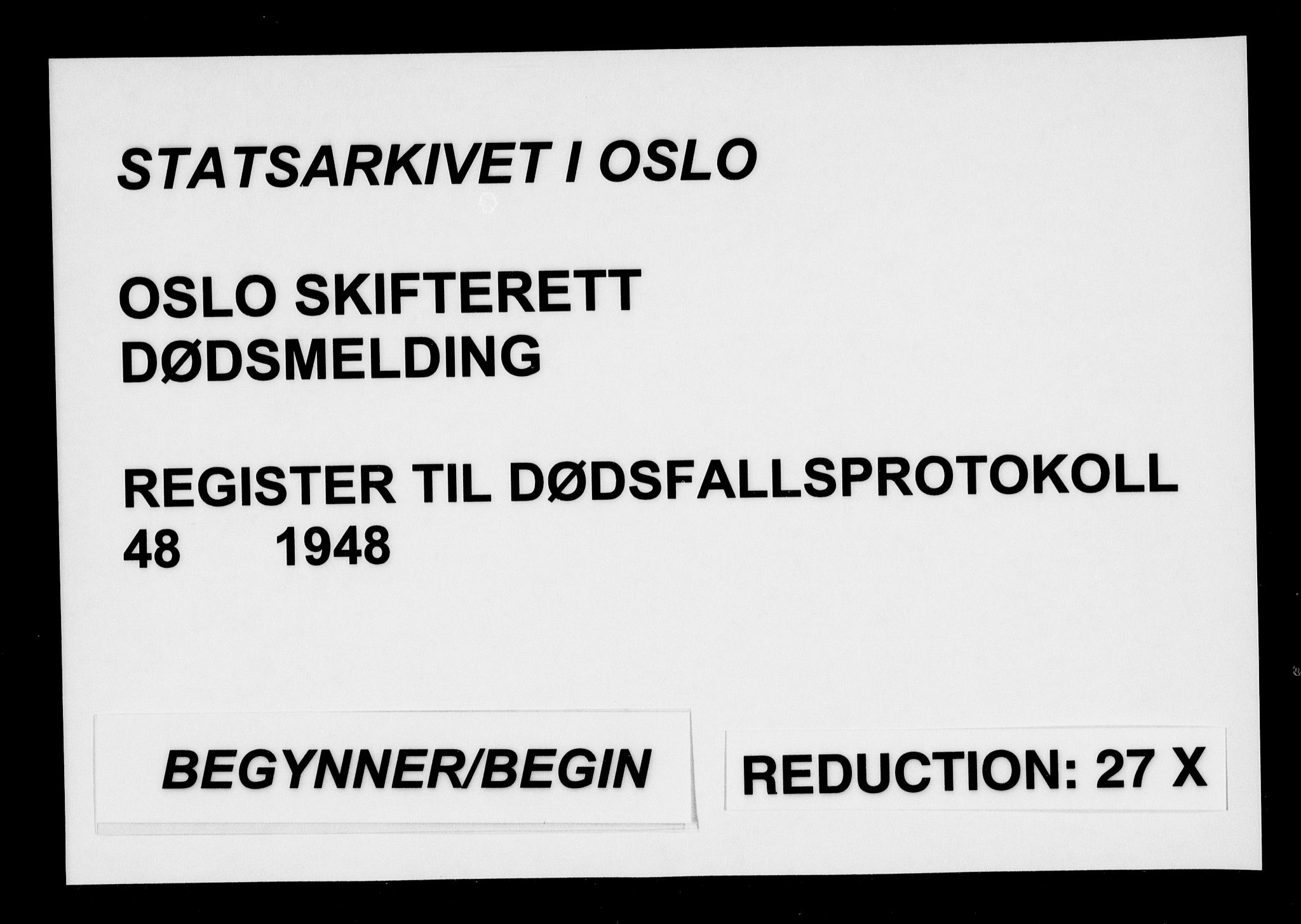 Oslo skifterett, AV/SAO-A-10383/F/Fa/Faa/L0048: Register til dødsfallsprotokollene, 1948