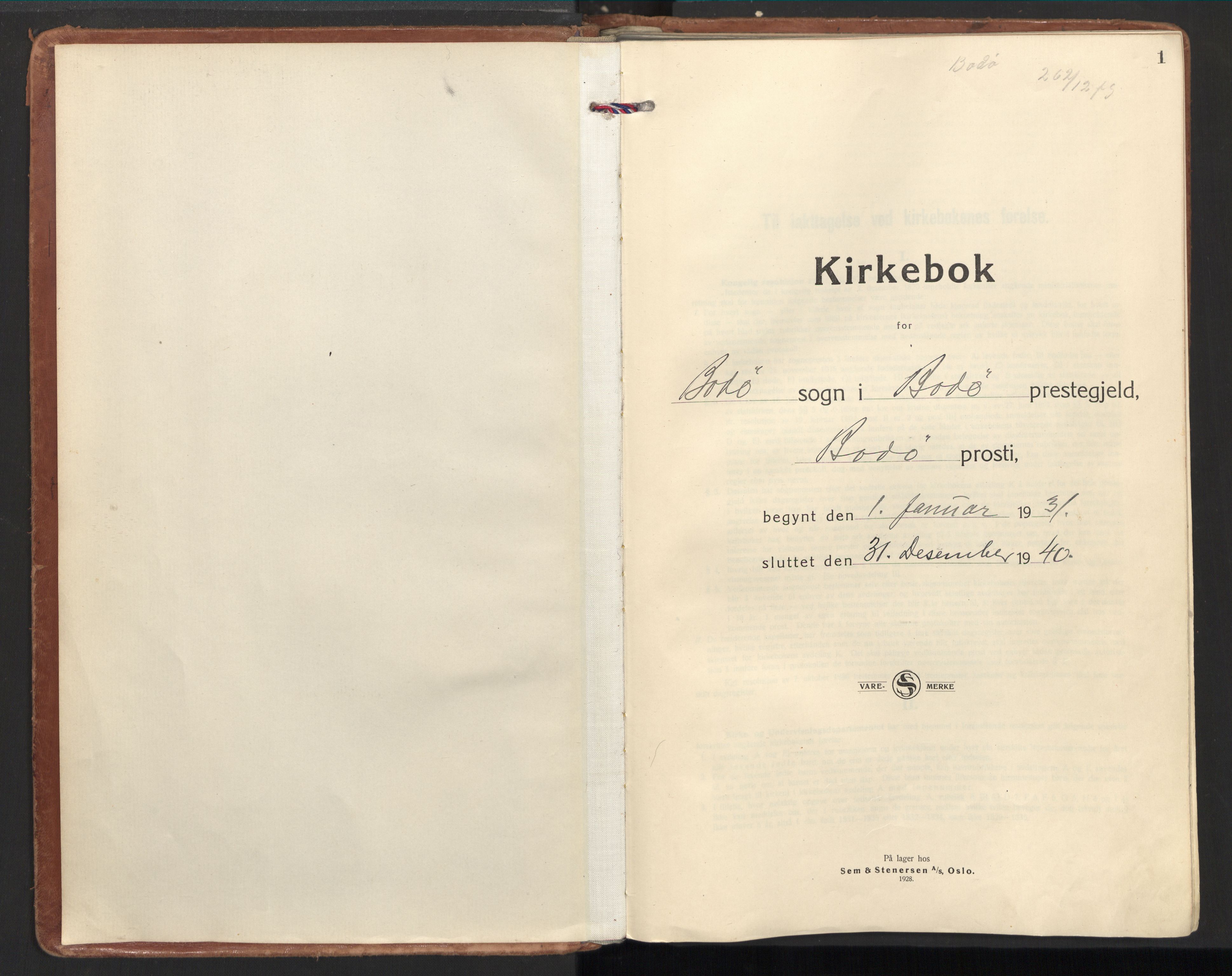 Ministerialprotokoller, klokkerbøker og fødselsregistre - Nordland, SAT/A-1459/801/L0019: Parish register (official) no. 801A19, 1930-1940, p. 1
