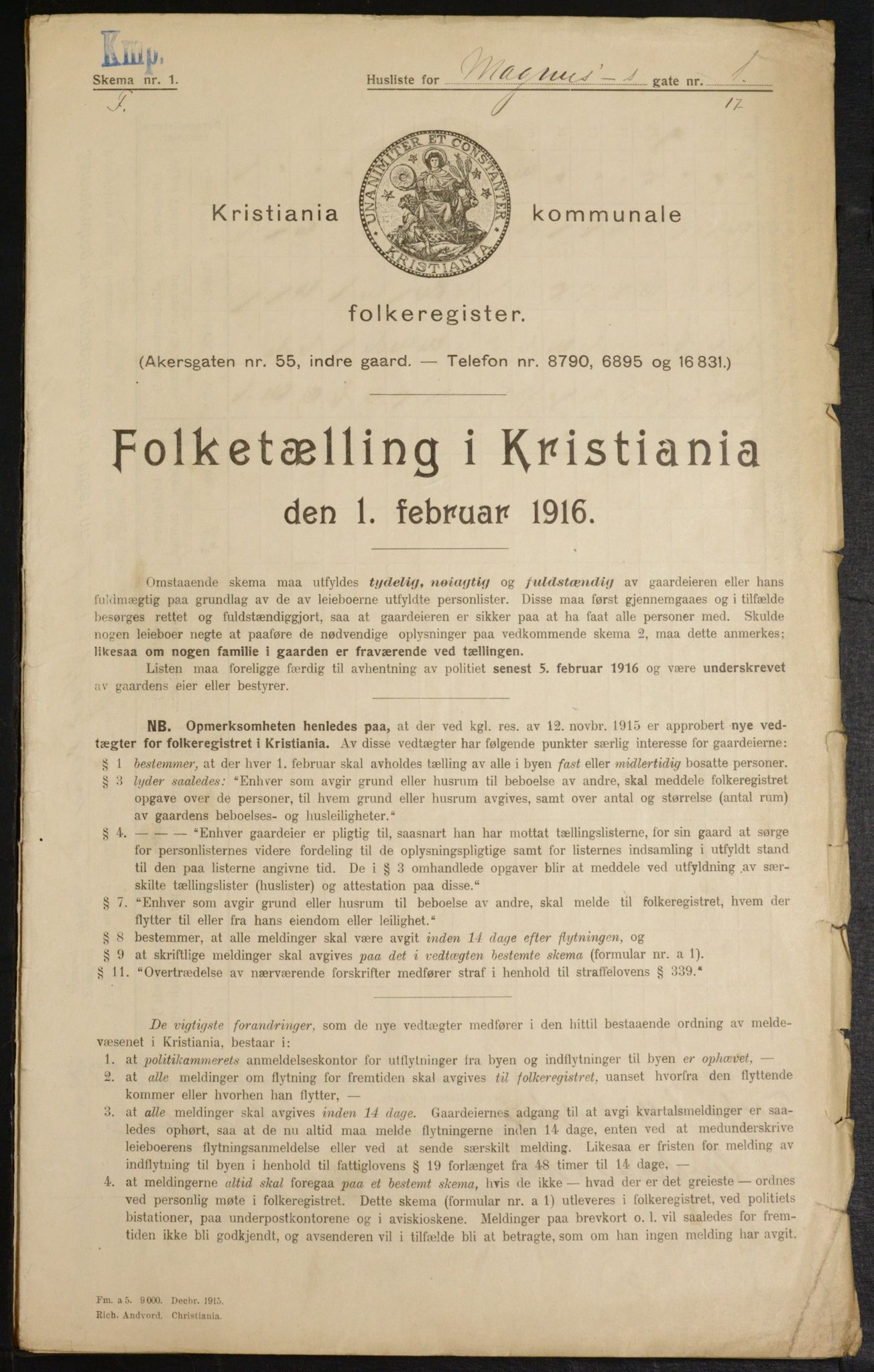 OBA, Municipal Census 1916 for Kristiania, 1916, p. 60549