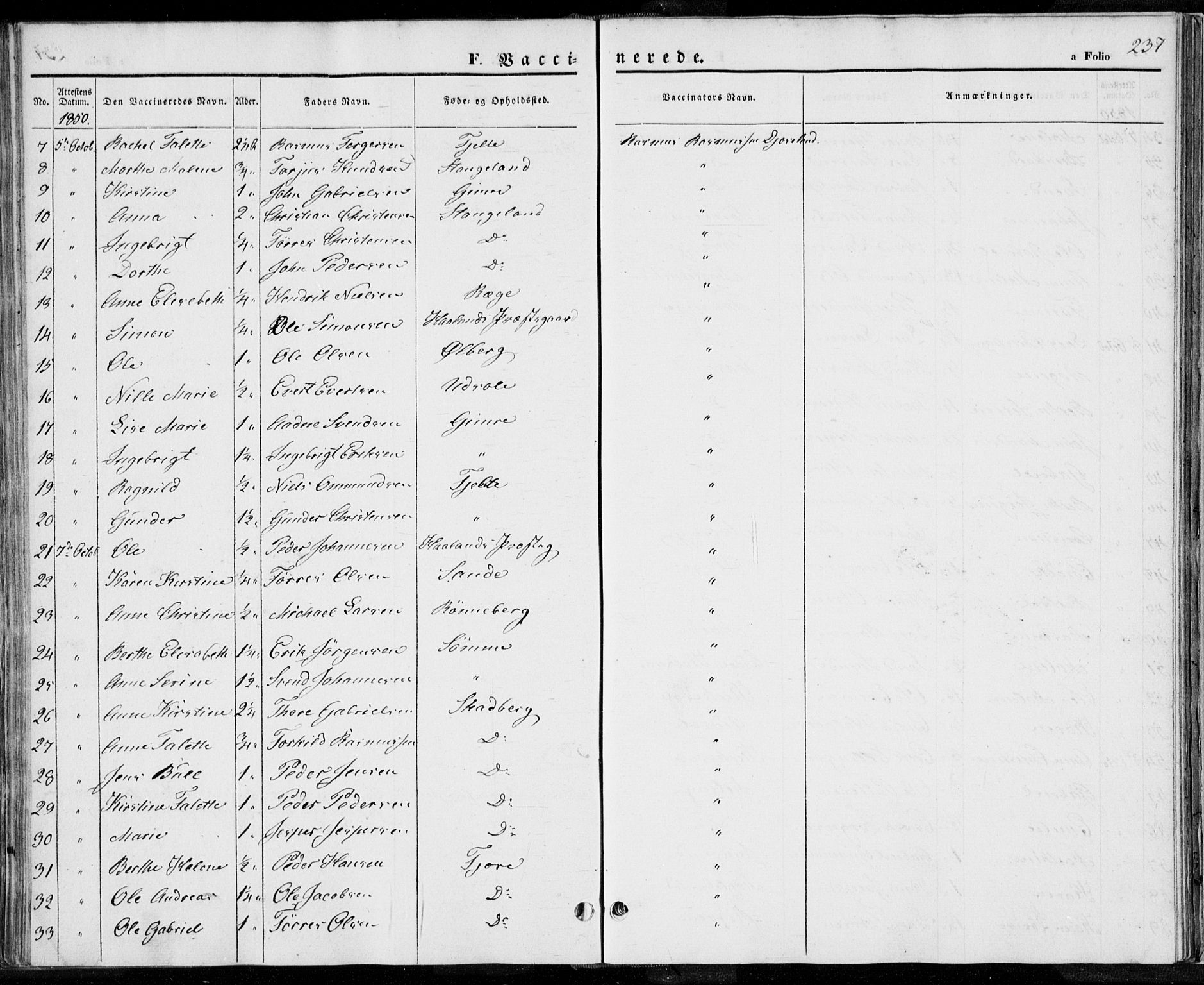 Håland sokneprestkontor, AV/SAST-A-101802/001/30BA/L0006: Parish register (official) no. A 6, 1842-1853, p. 237