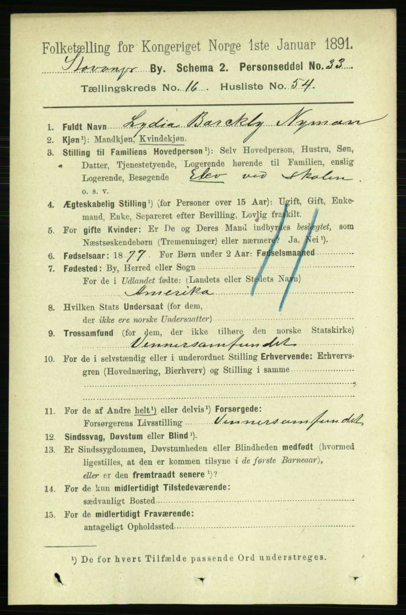 RA, 1891 census for 1103 Stavanger, 1891, p. 19382