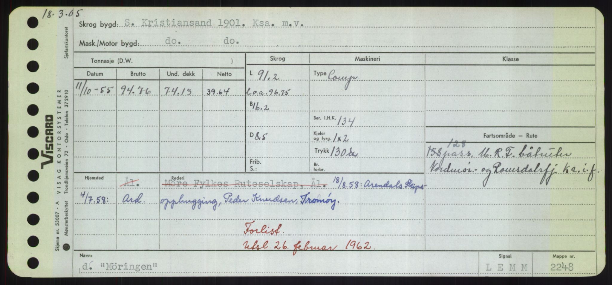 Sjøfartsdirektoratet med forløpere, Skipsmålingen, RA/S-1627/H/Hd/L0025: Fartøy, Min-Mås, p. 475