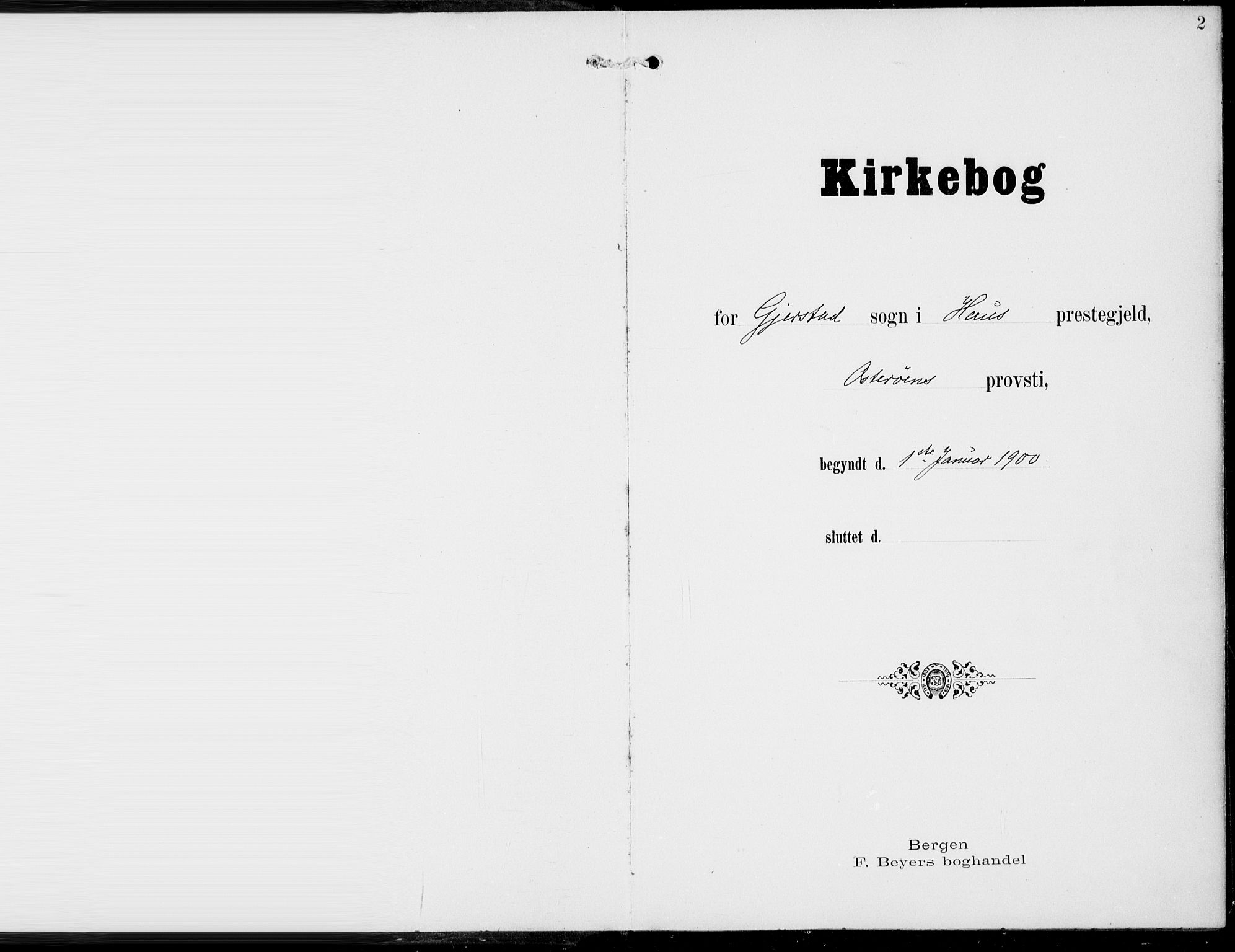 Haus sokneprestembete, AV/SAB-A-75601/H/Haa: Parish register (official) no. C  2, 1900-1915, p. 1