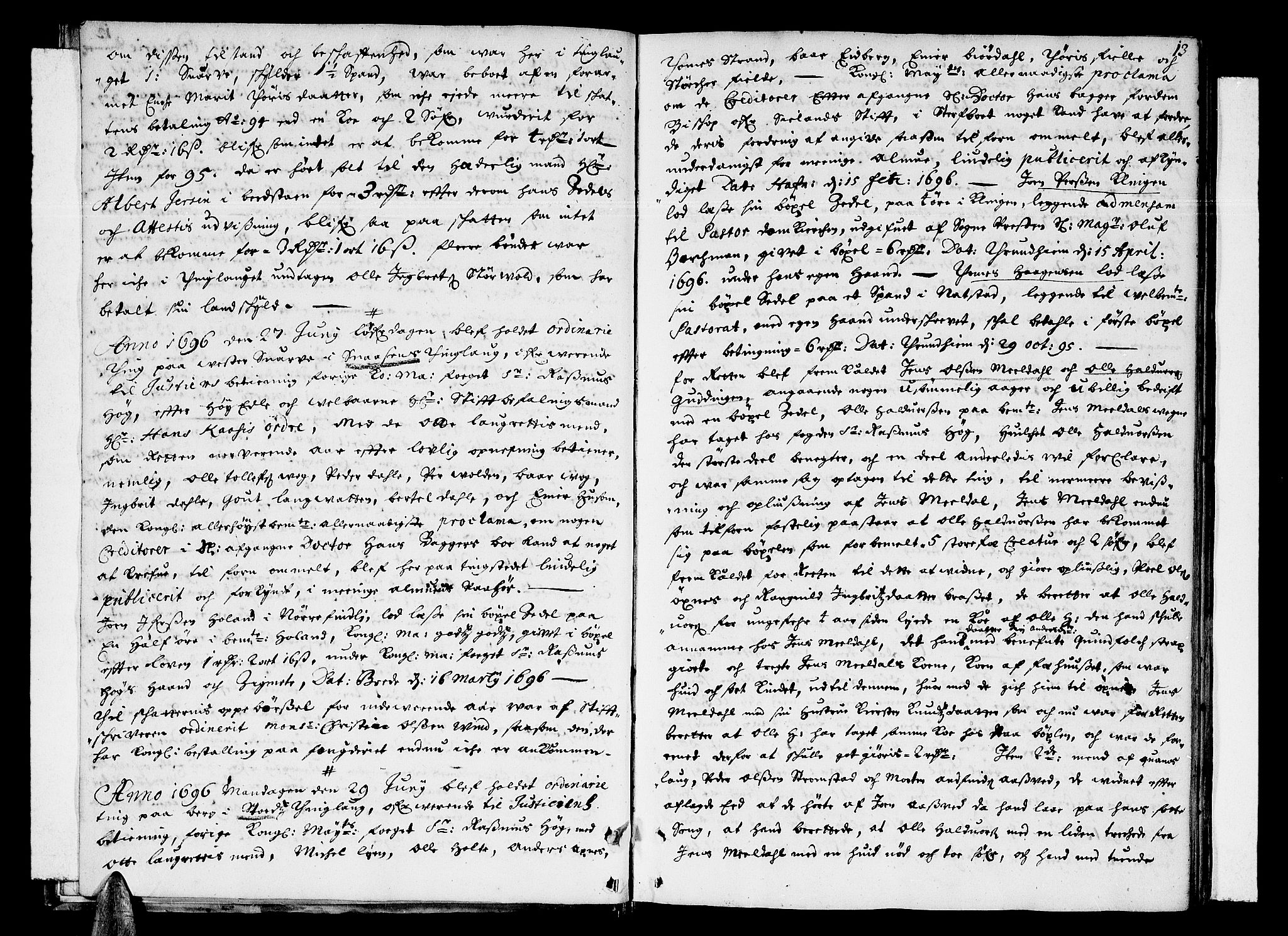 Inderøy sorenskriveri, AV/SAT-A-4147/1/1/1A/L0003: Tingbok, 1696-1699, p. 12b-13a